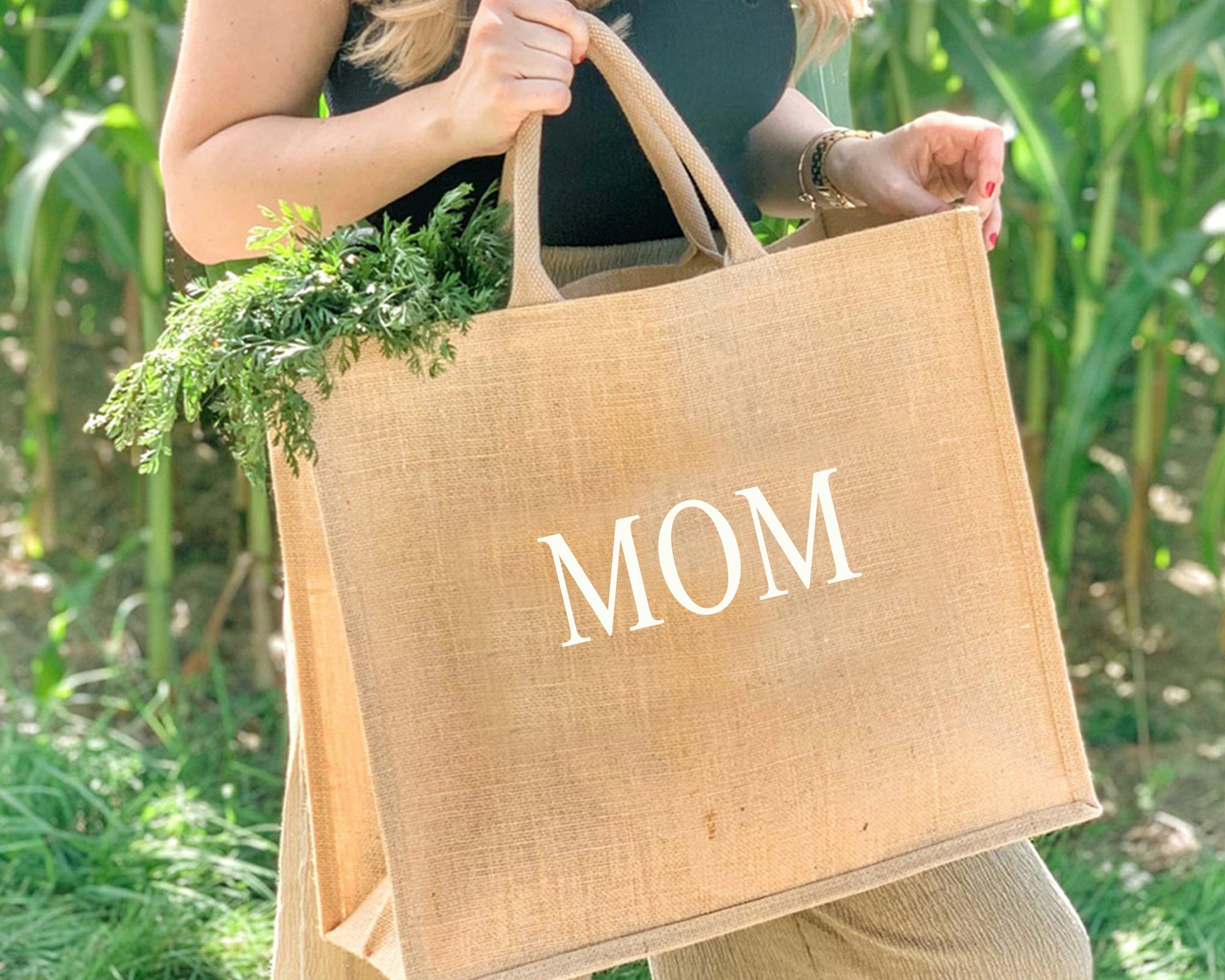 Personalized jute tote bag