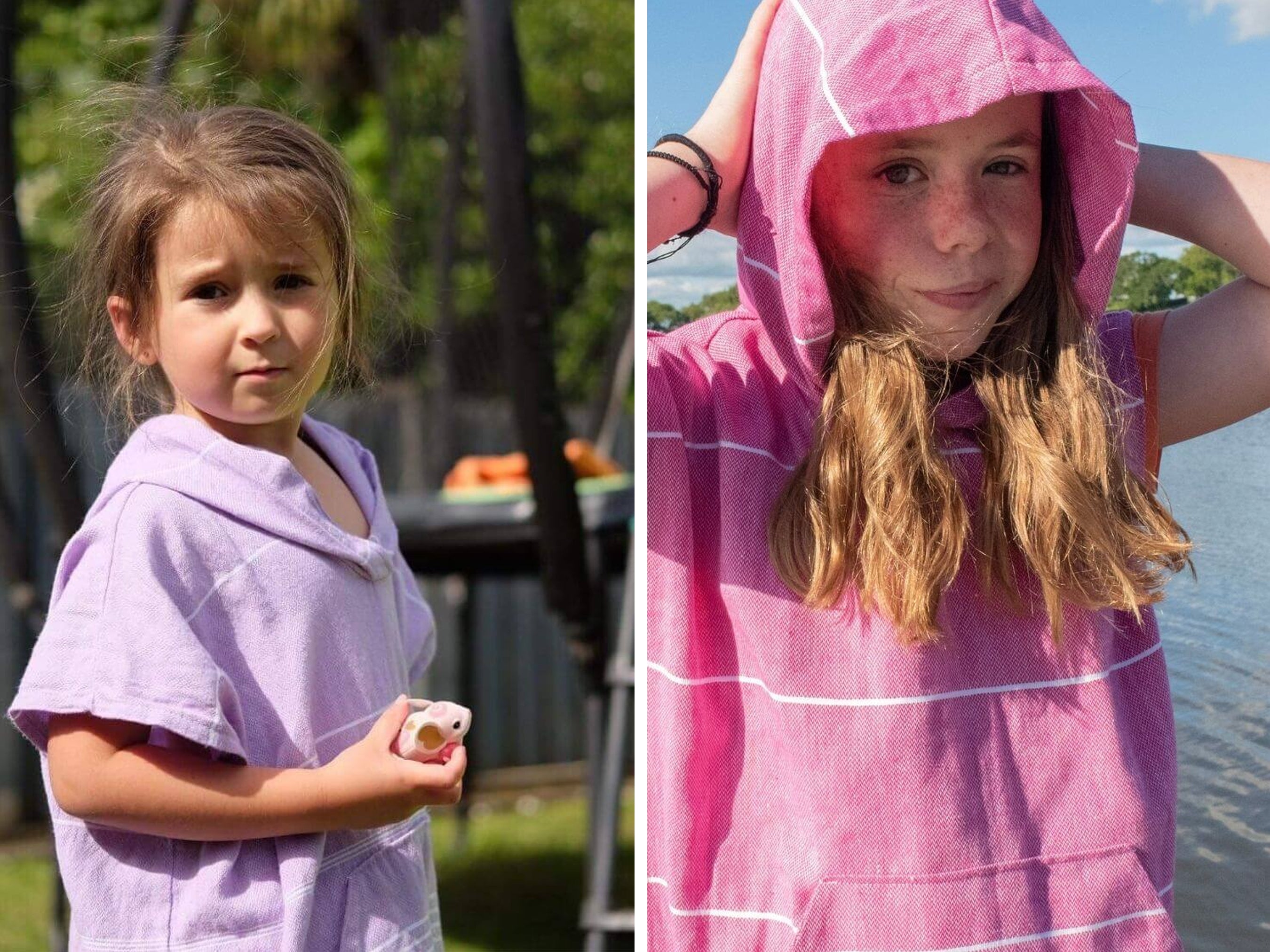 Embroidered hooded beach poncho for kids