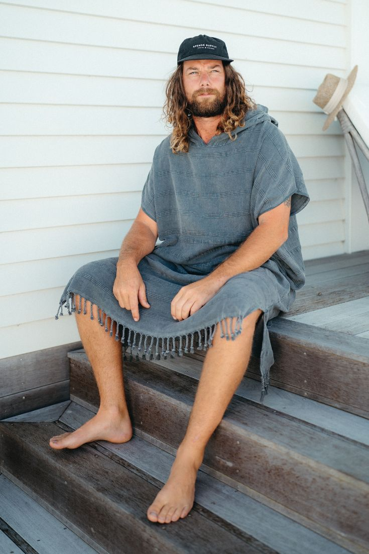 Printing Stonewashed Hooded Poncho for Adults, Unisex Beach Cover-up