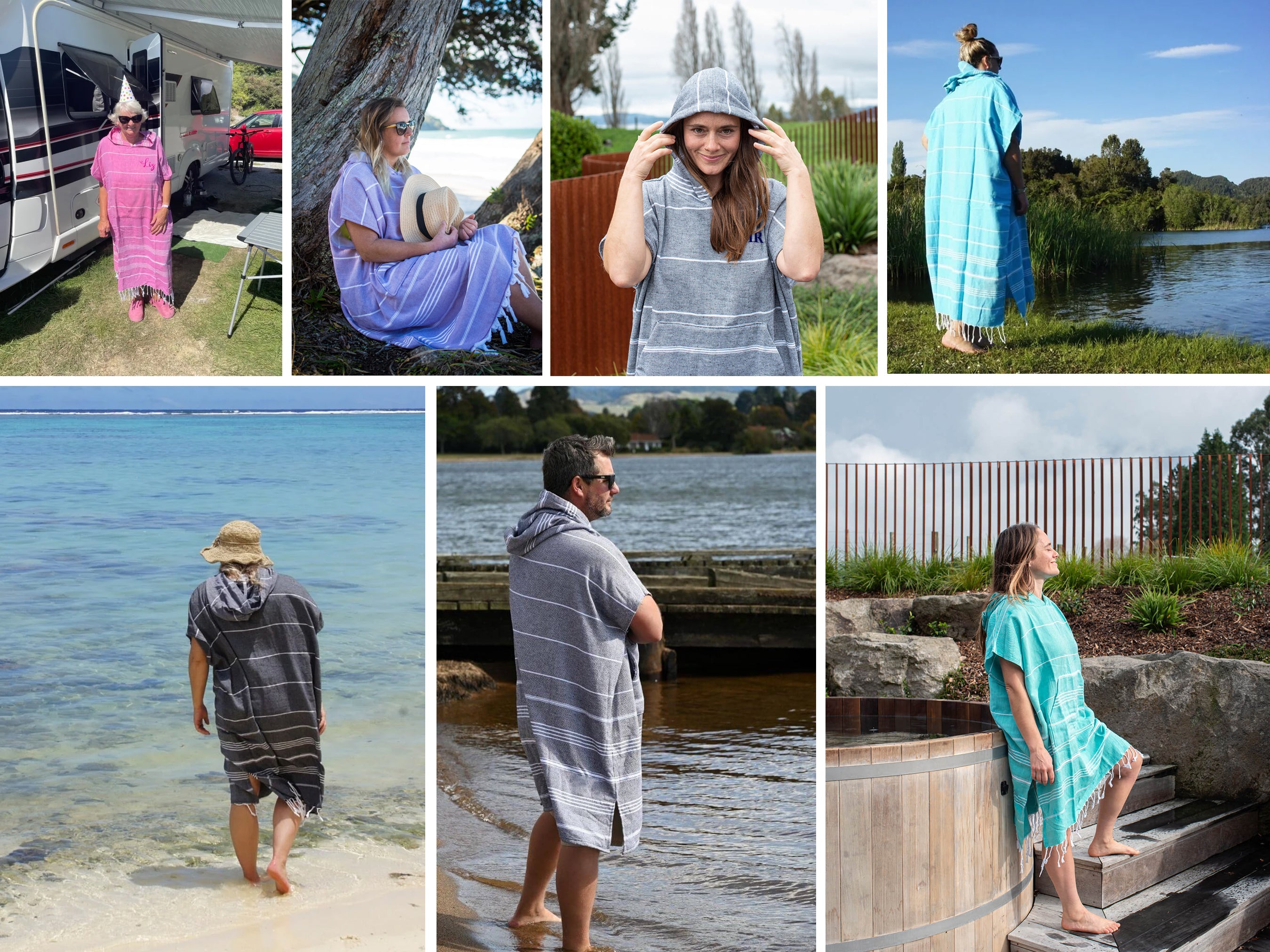 Embroidered Hooded Poncho for Adults, Unisex Beach Cover-up