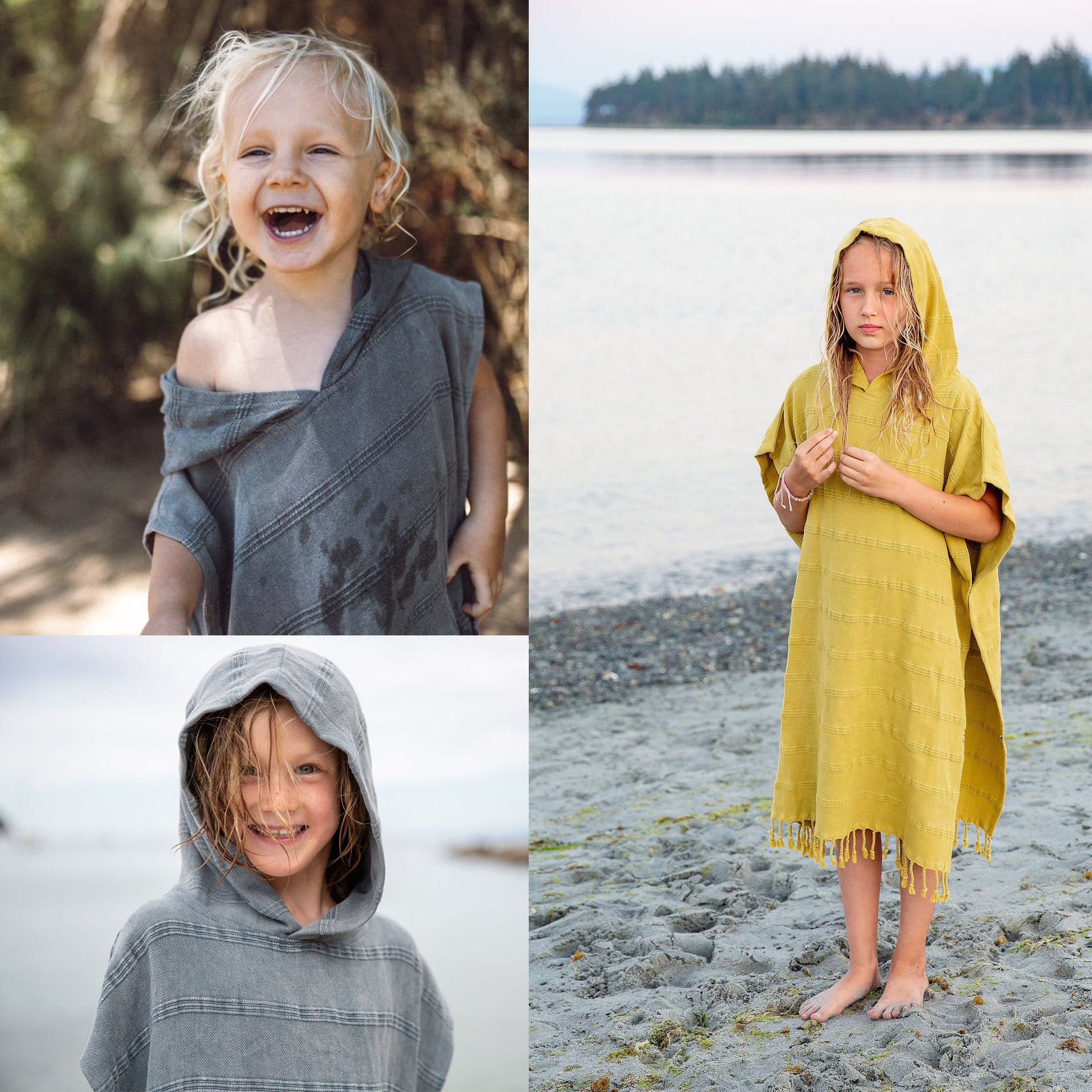 Personalized Stonewashed Hooded Poncho for Kids, Beach Cover-up