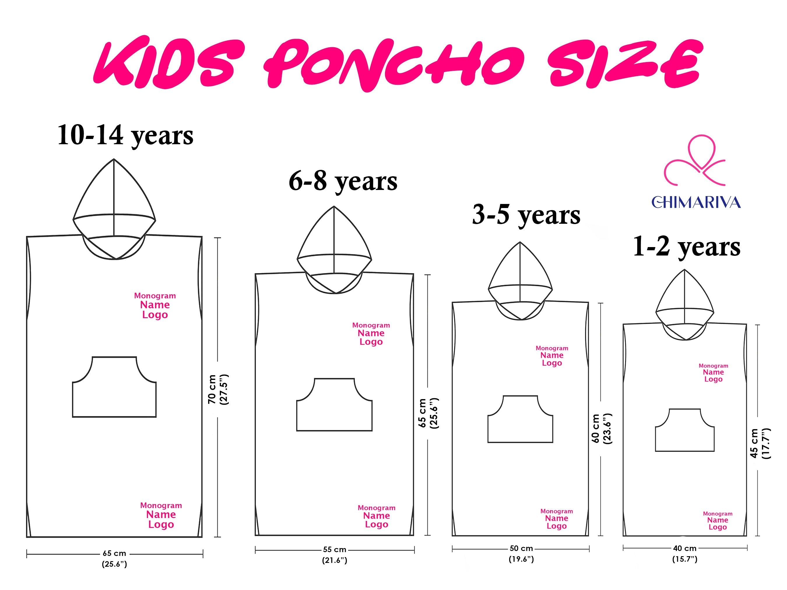 Embroidered Stonewashed Hooded Poncho for Kids, Beach Cover-up