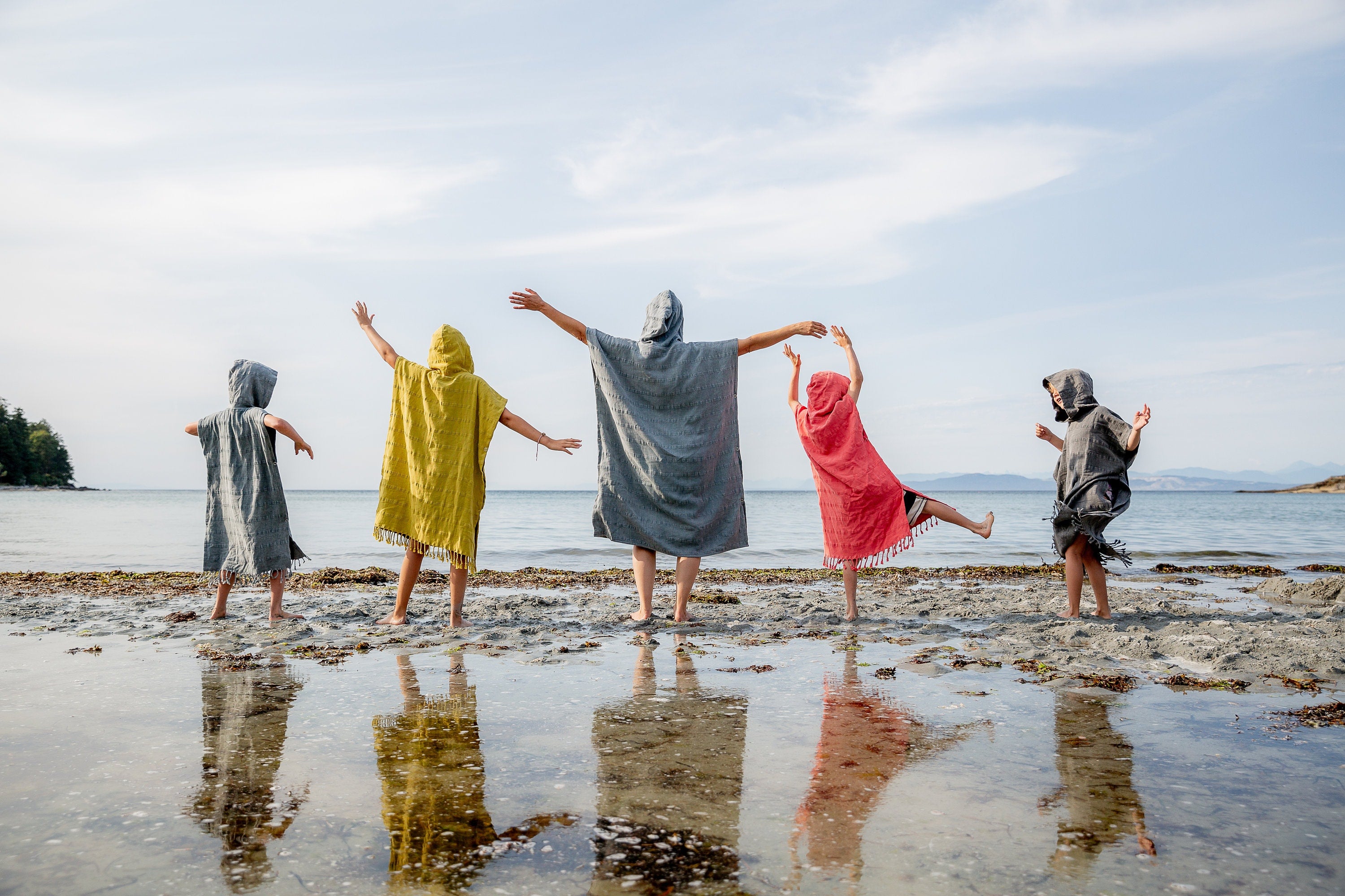 Personalized Stonewashed Hooded Poncho for Kids, Beach Cover-up