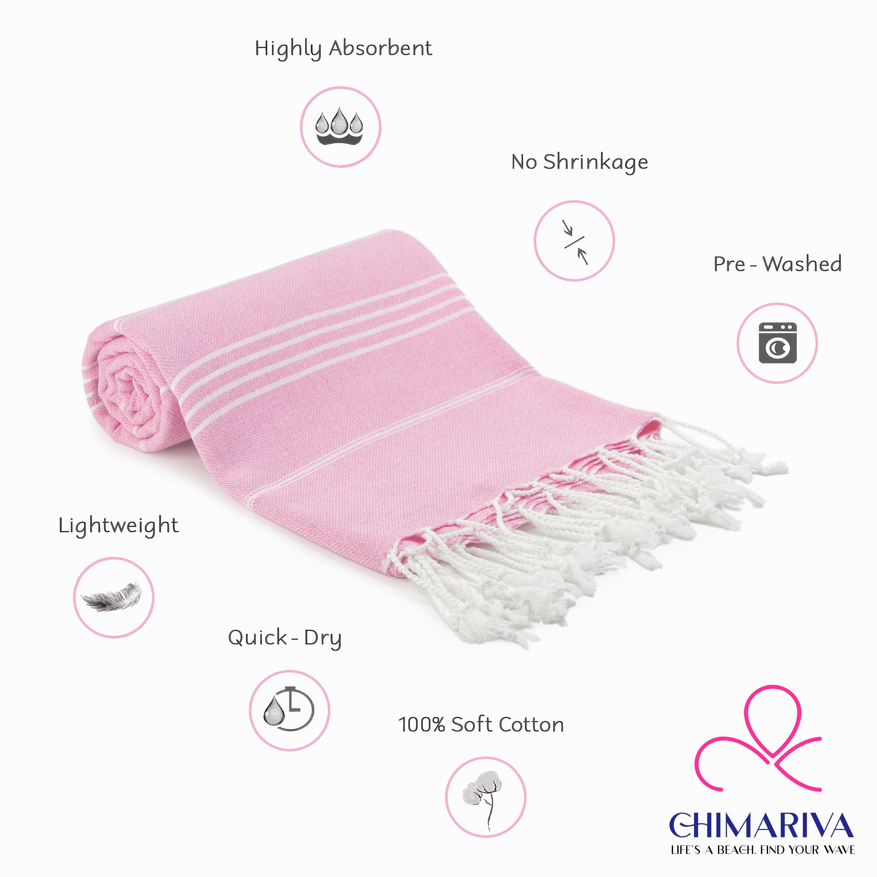 Light Pink Turkish Beach Towel, Oversized Quick Dry Bath Towels