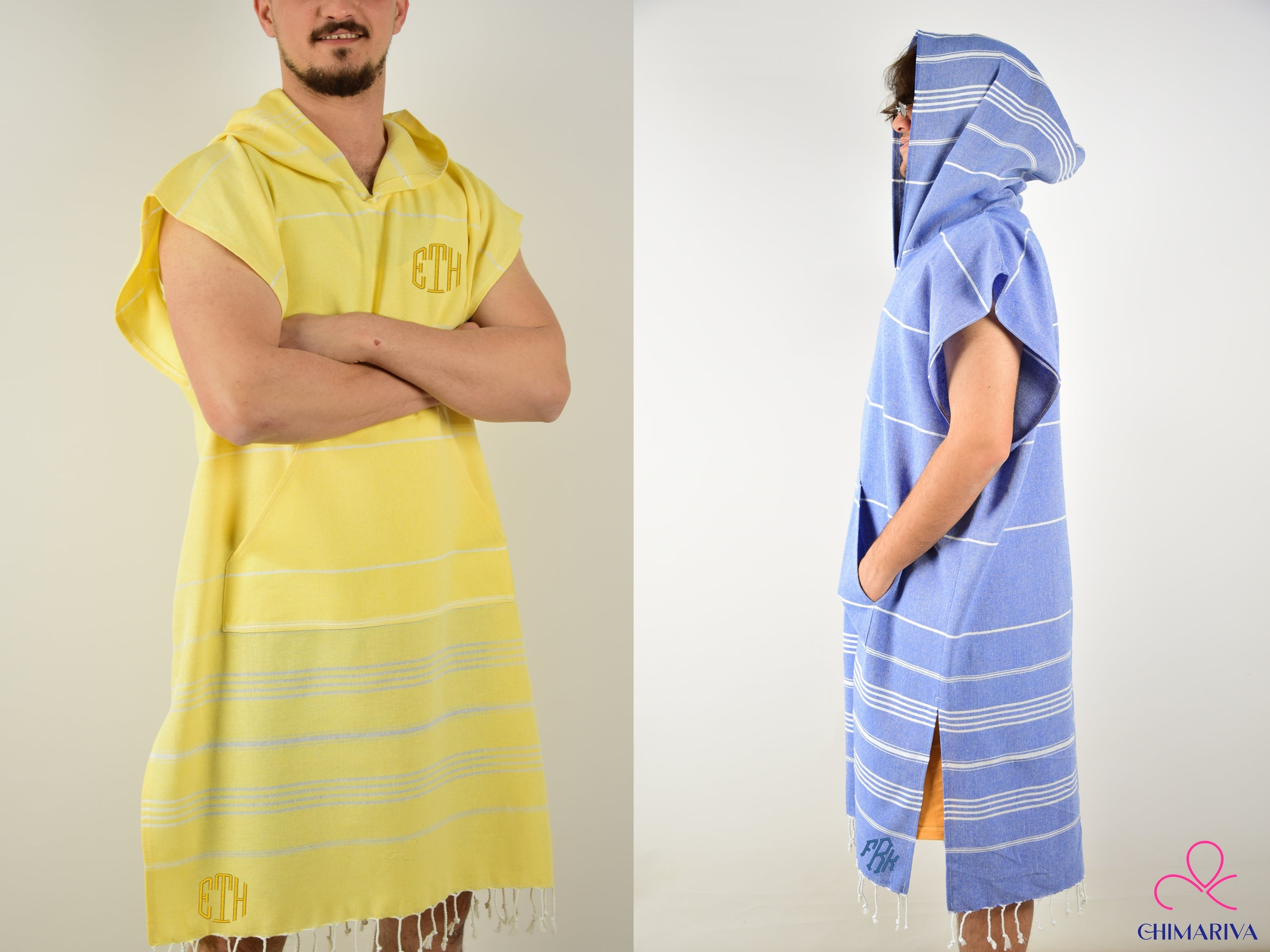 Embroidered Hooded Poncho for Adults, Unisex Beach Cover-up