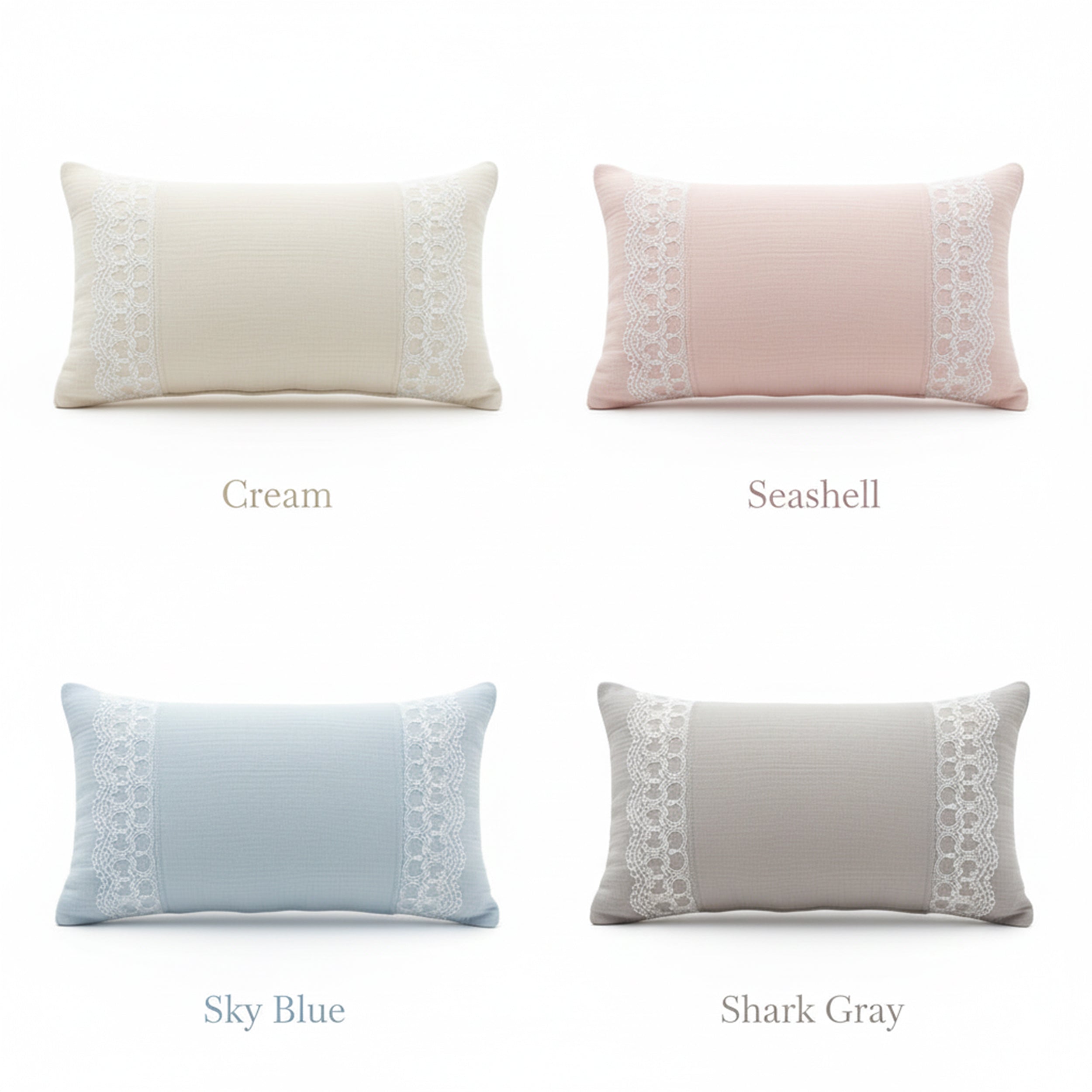 Custom Baby Name Pillow with Lace Detail, Personalized Organic Muslin Embroidered Cushion, Elegant Baby Shower Gift Idea