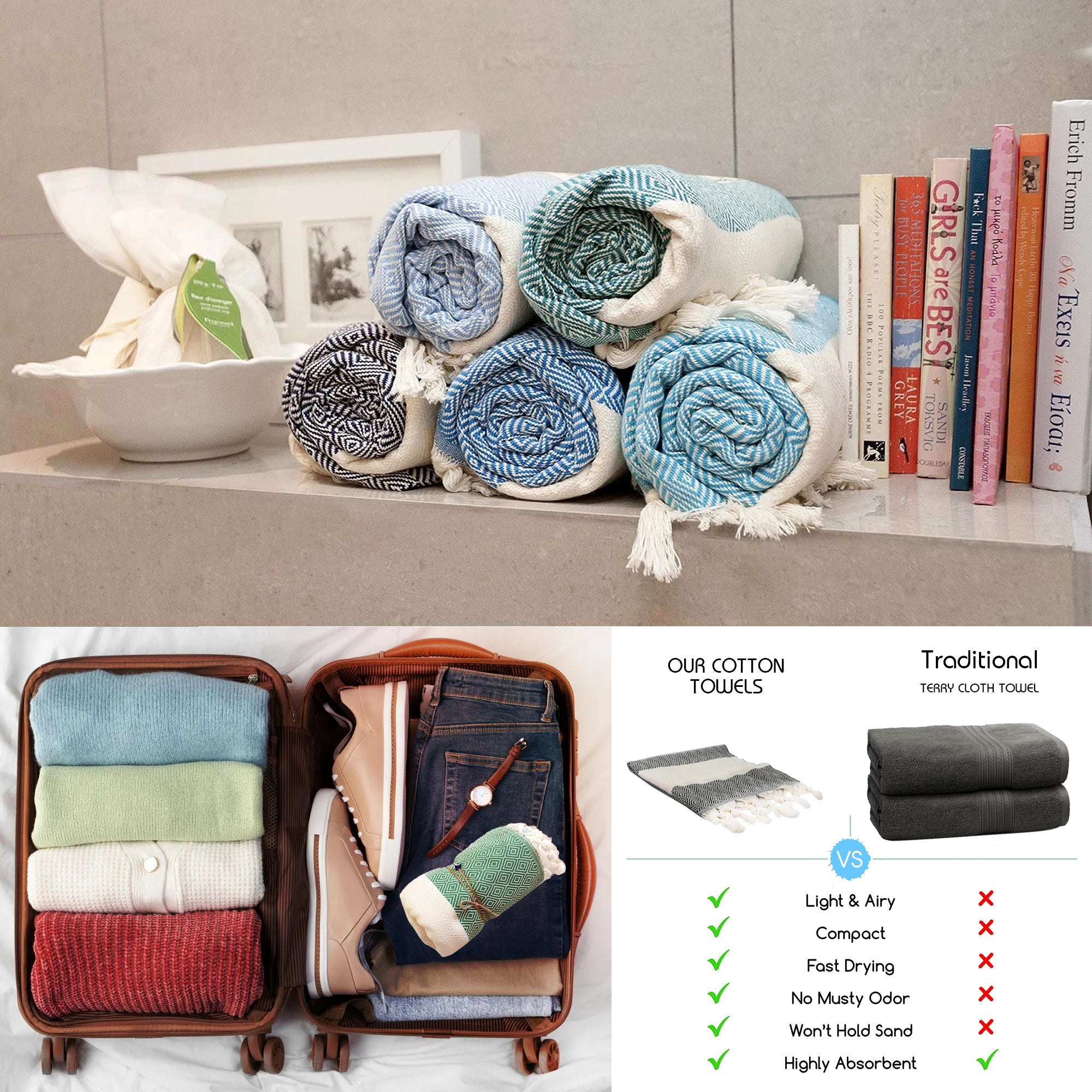 Turquoise Turkish Beach Towel, Oversized Quick Dry Diamond Patterned Bath Towels