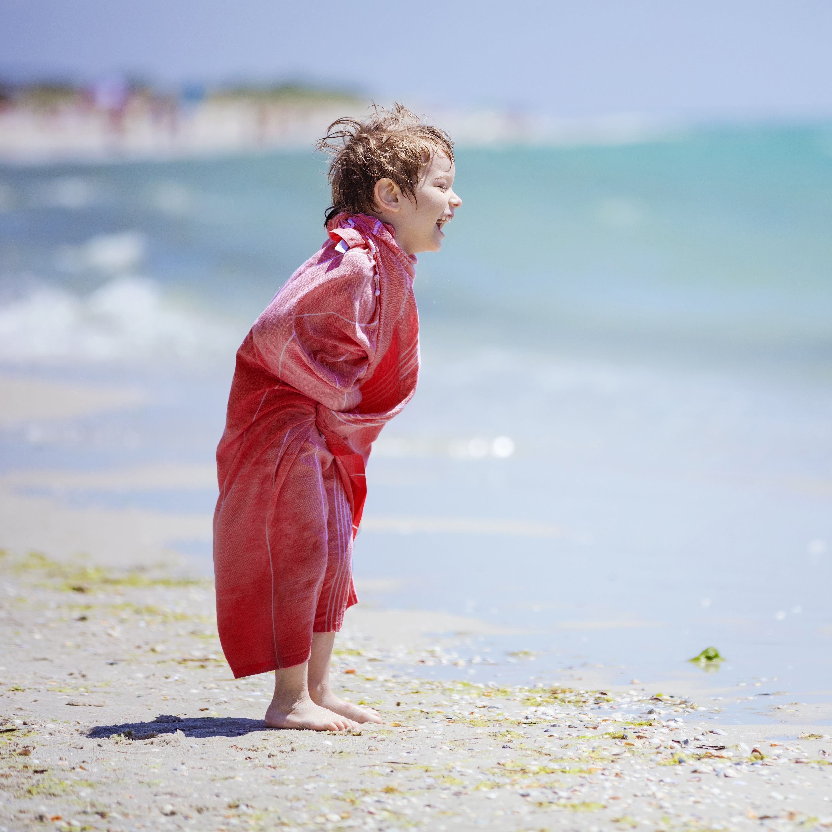 Red Turkish Beach Towel, Oversized Quick Dry Bath Towels