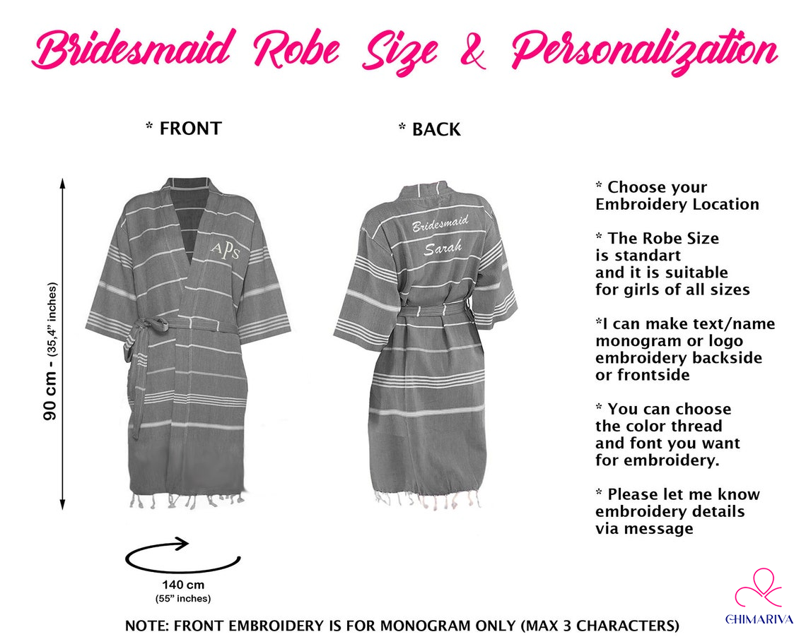 Bridal Robe — Personalized Cotton Kimono, Bridesmaid Party Gifts