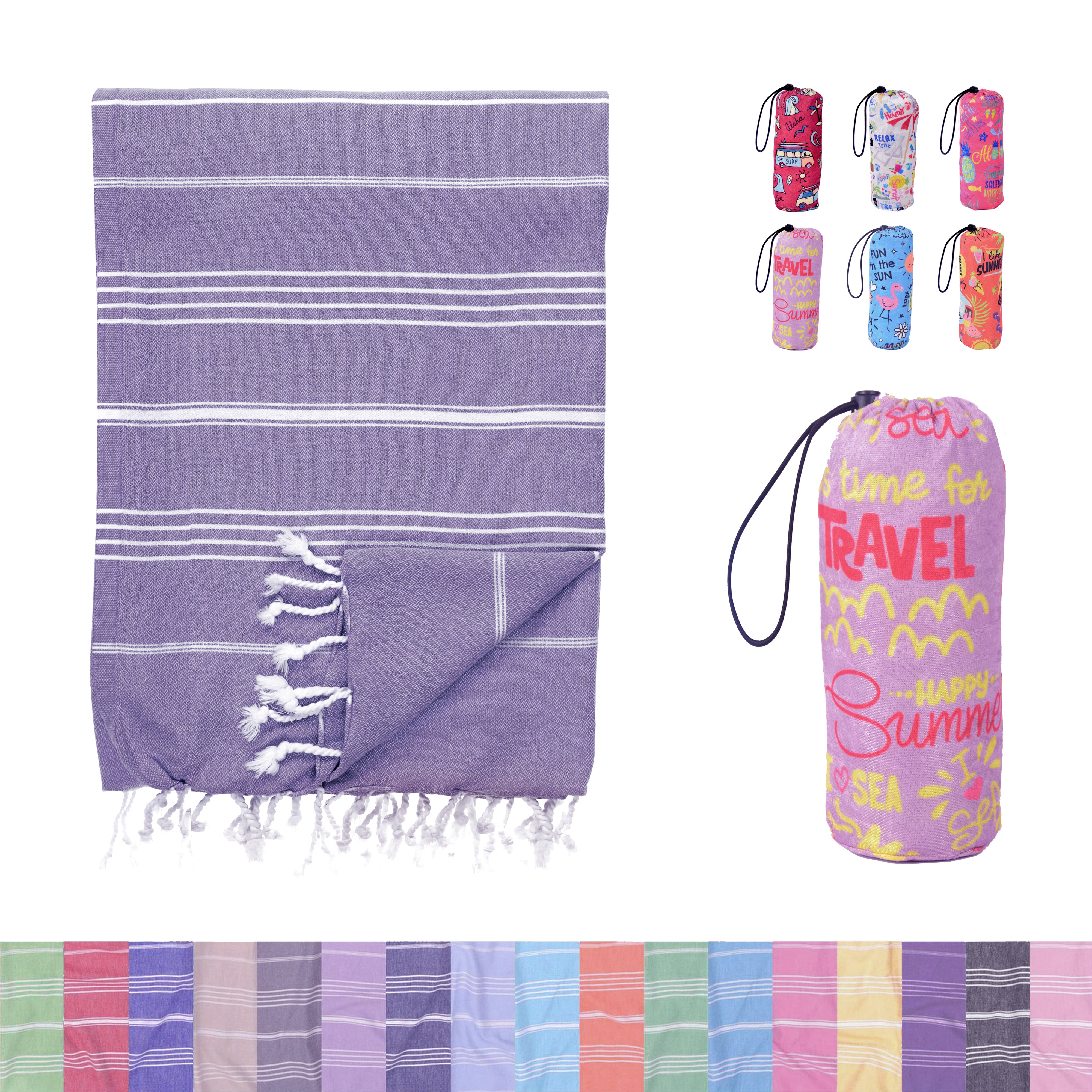 Purple Turkish Beach Towel, Oversized Quick Dry Bath Towels