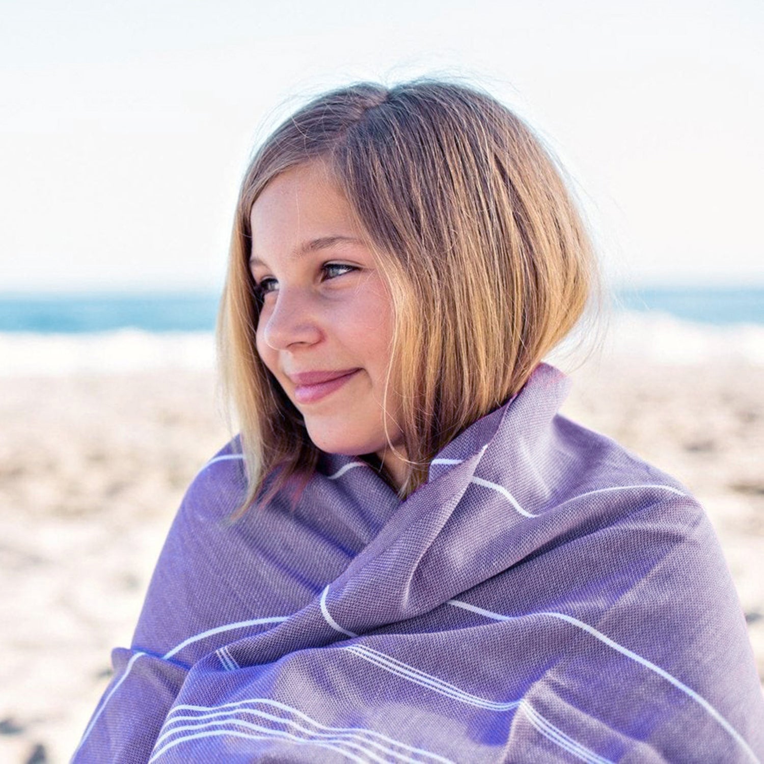 Purple Turkish Beach Towel, Oversized Quick Dry Bath Towels