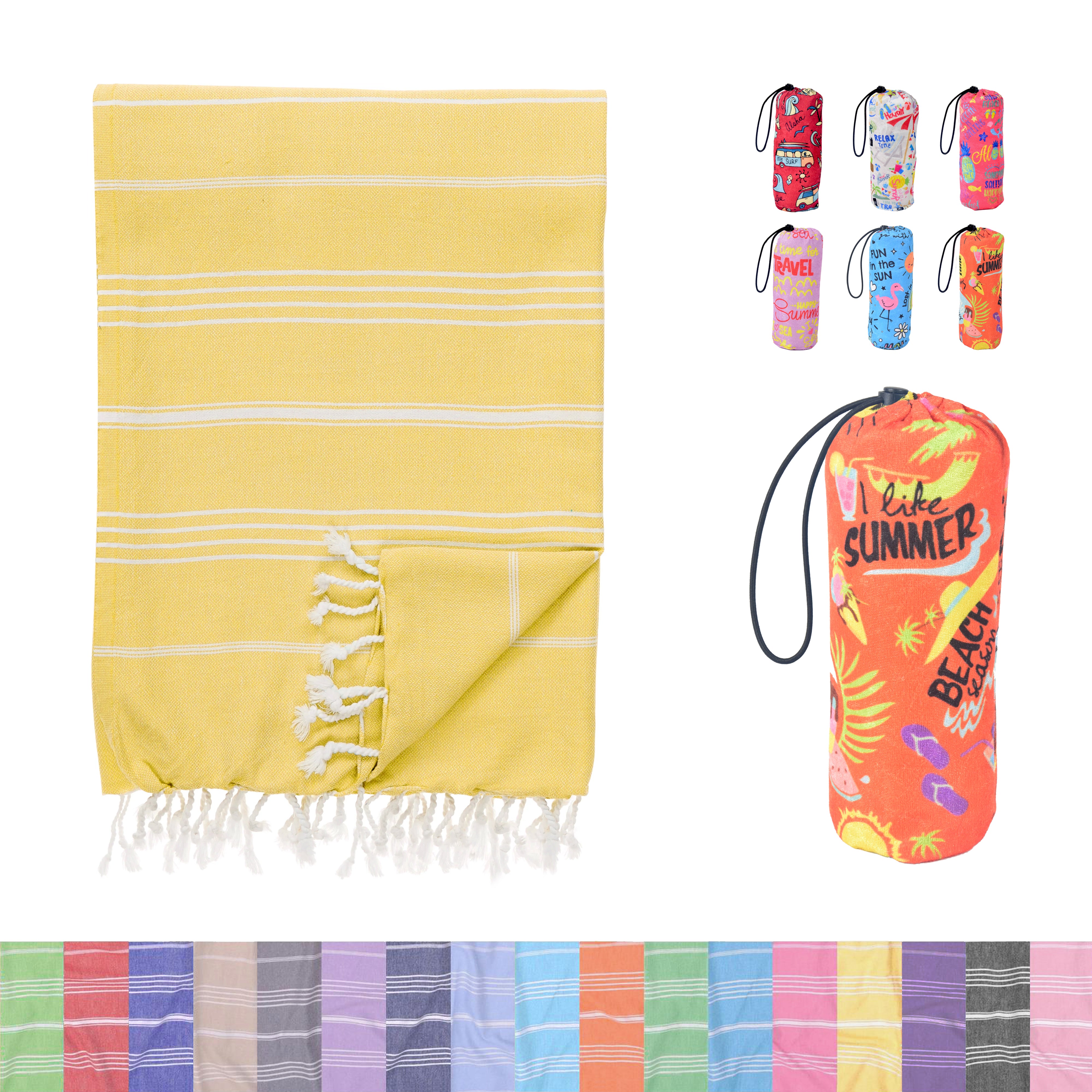 Yellow Turkish Beach Towel, Oversized Quick Dry Bath Towels
