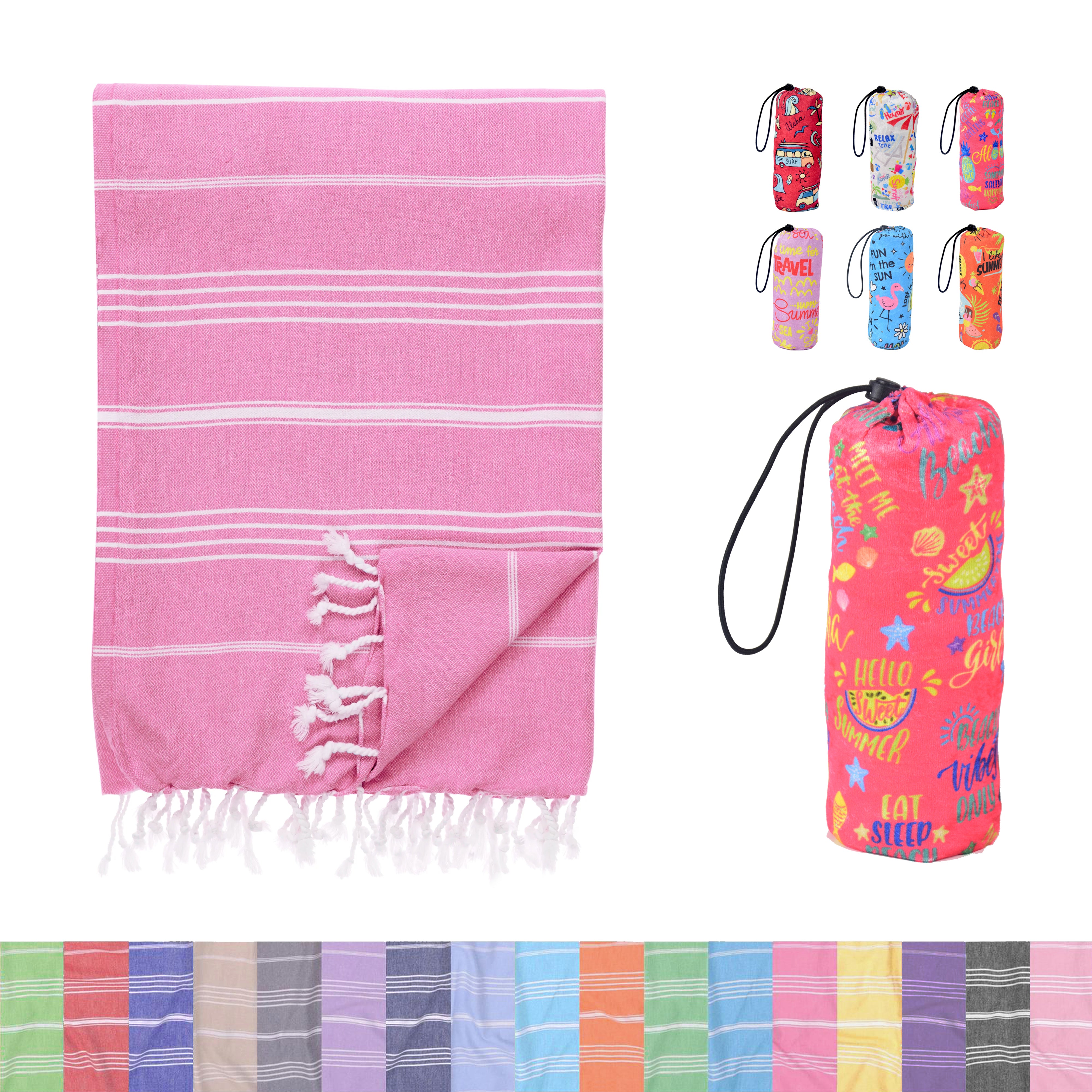 Fushia Turkish Beach Towel, Oversized Quick Dry Bath Towels