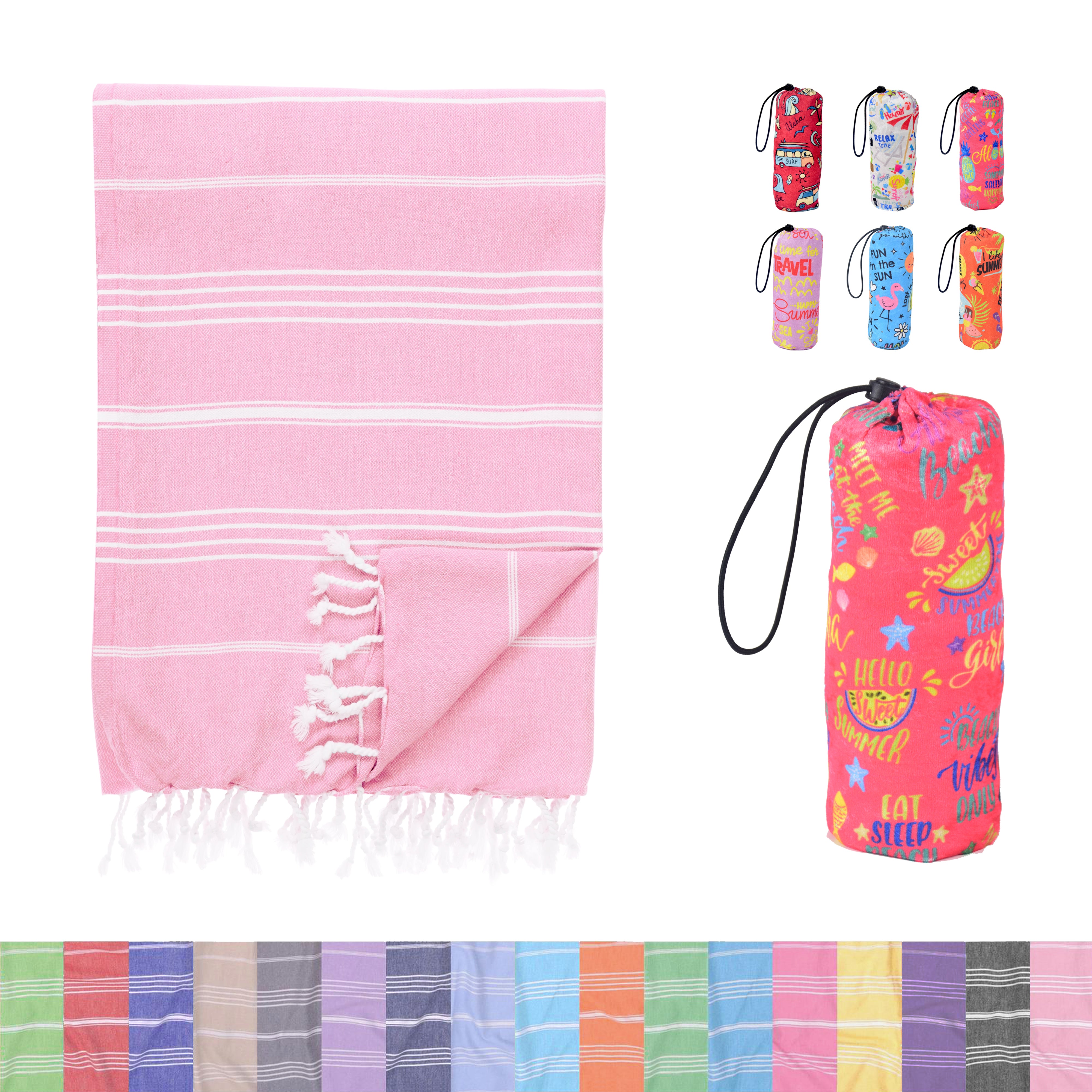 Light Pink Turkish Beach Towel, Oversized Quick Dry Bath Towels