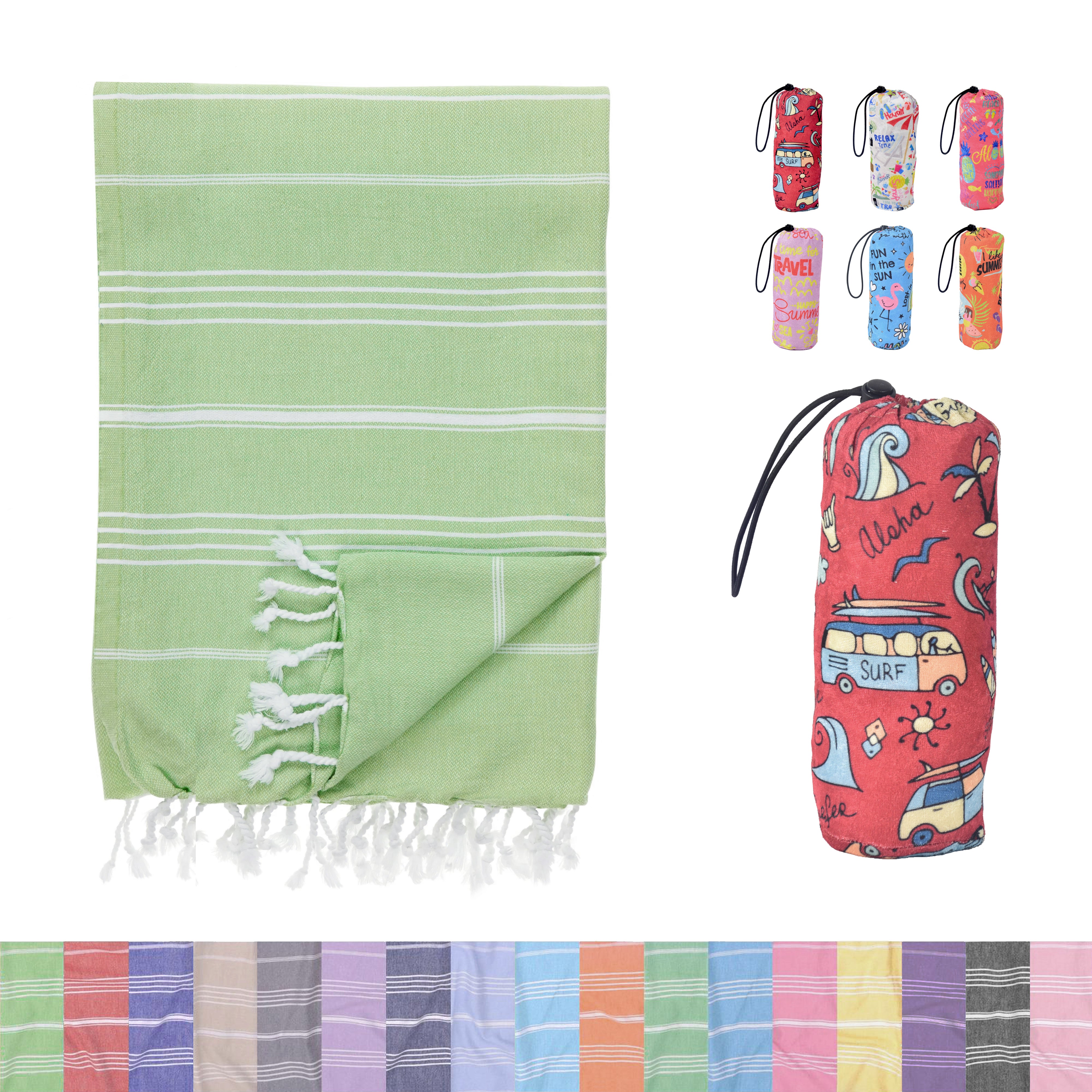 Lime Green Turkish Beach Towel, Oversized Quick Dry Bath Towels