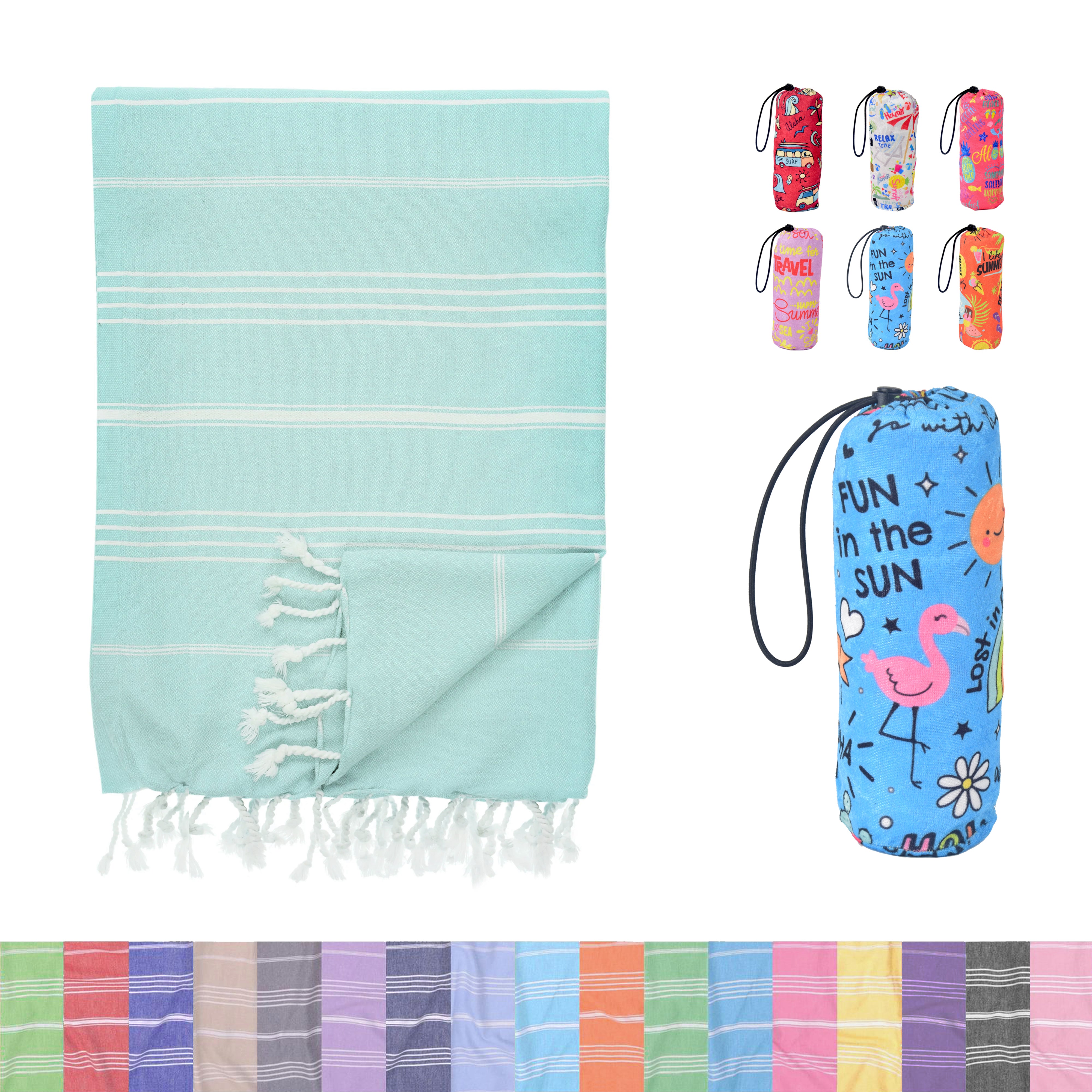 Mint Turkish Beach Towel, Oversized Quick Dry Bath Towels