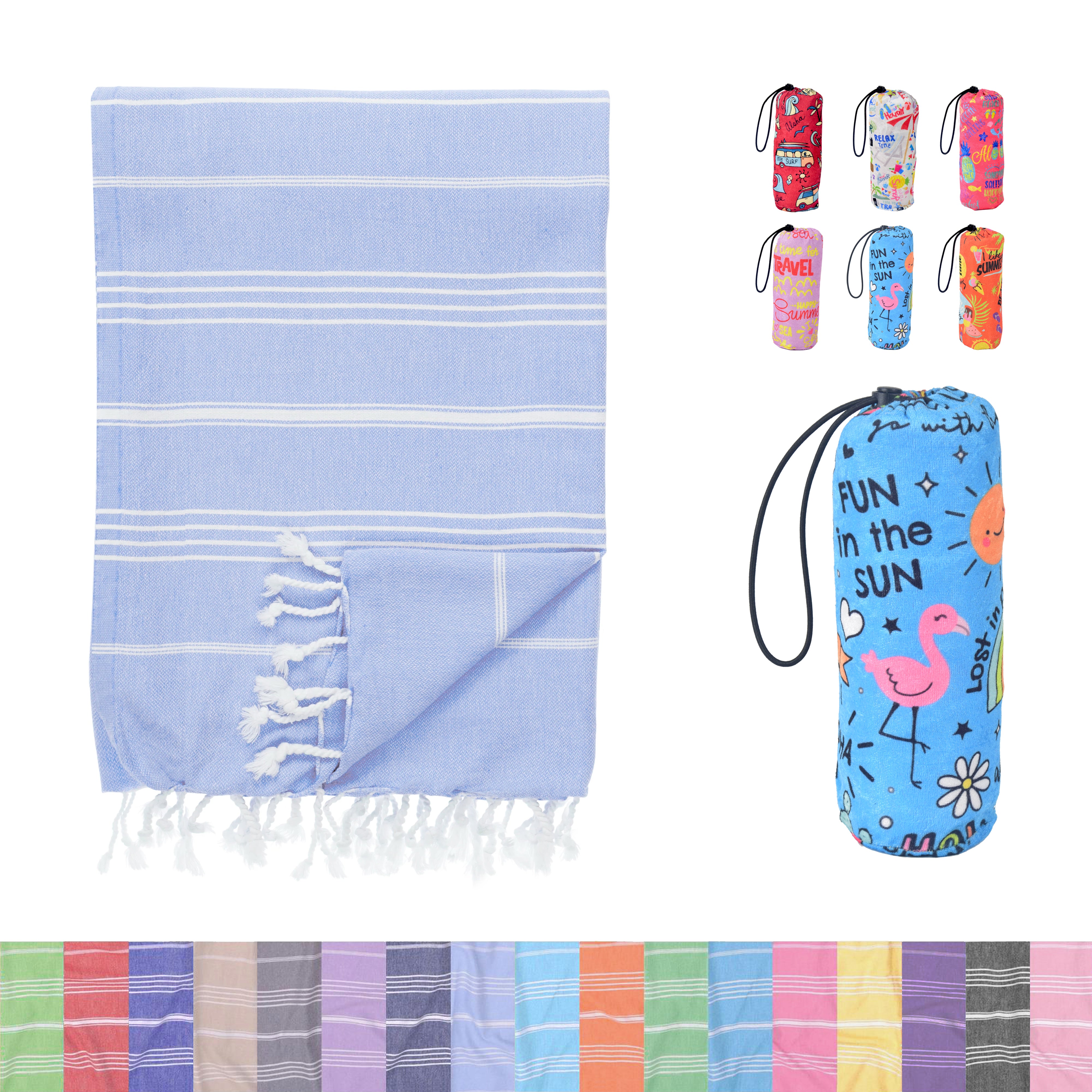 Baby Blue Turkish Beach Towel, Oversized Quick Dry Bath Towels