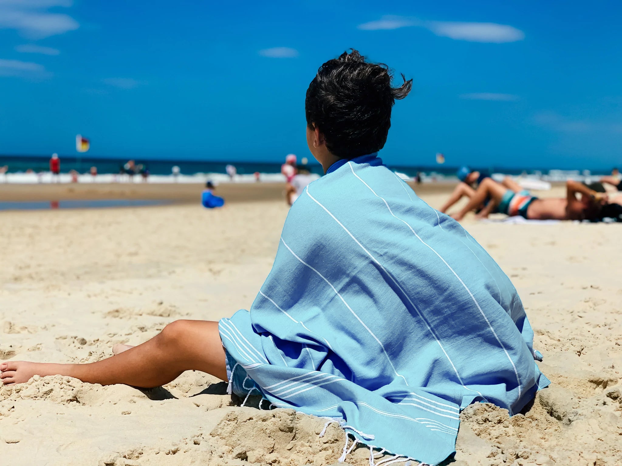 Turquoise Turkish Beach Towel, Oversized Quick Dry Bath Towels