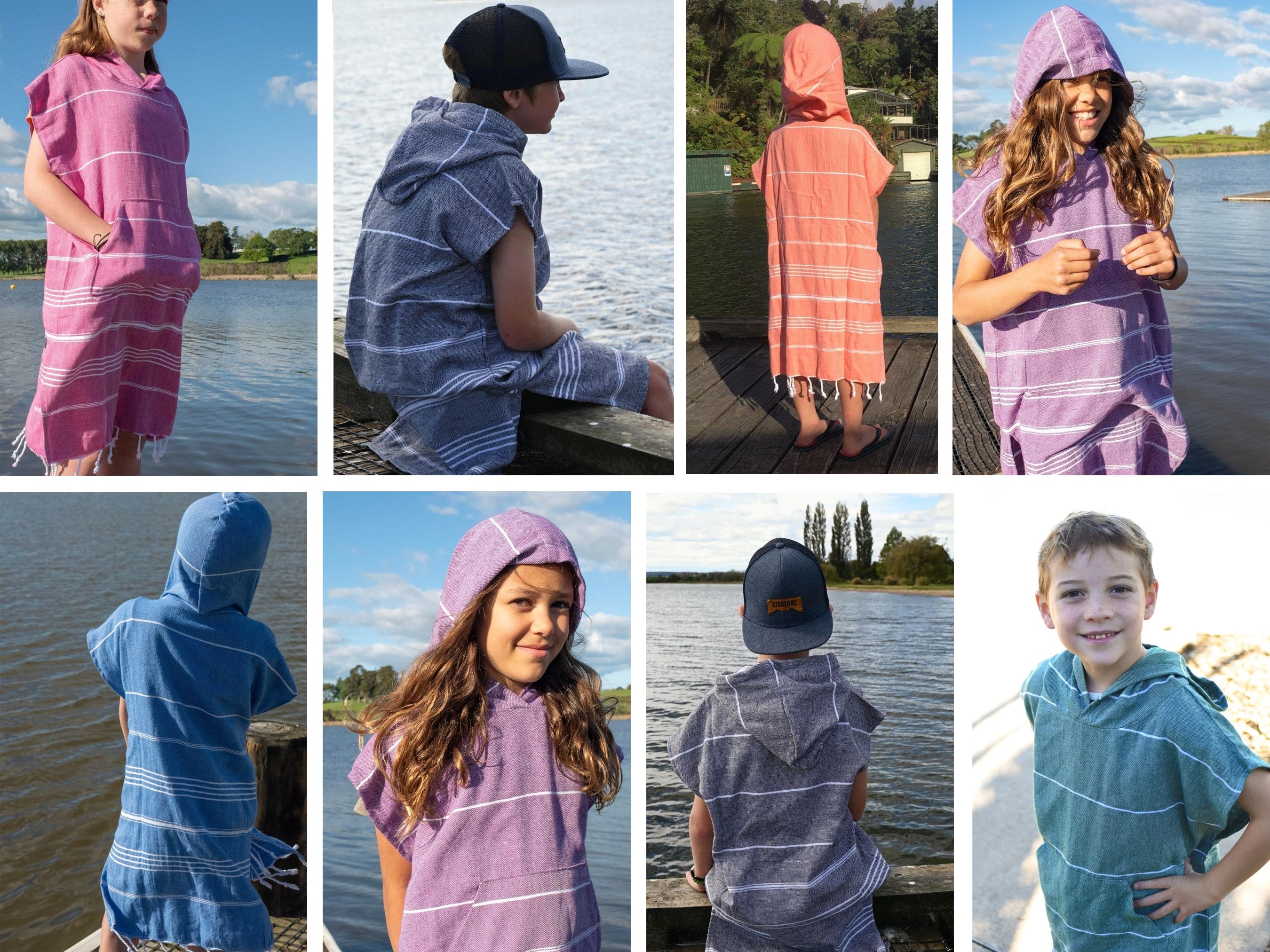 Printed or Embroidered Hooded Poncho for Kids, Beach Cover-up