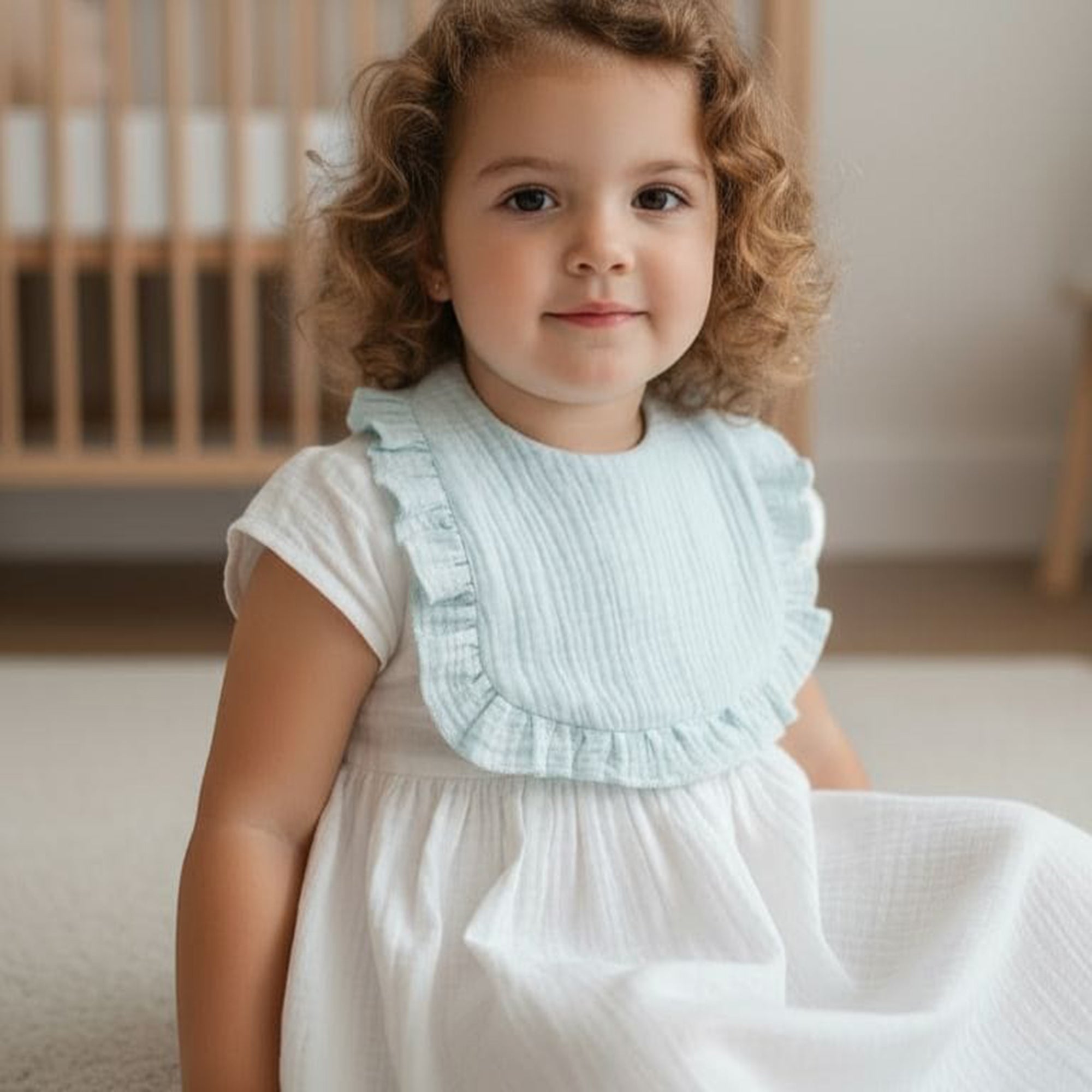 Personalized Baby Bib with Name Embroidery, Organic Cotton Ruffle Bib Gift for Girls Boys, Soft Muslin Baby Shower Keepsake