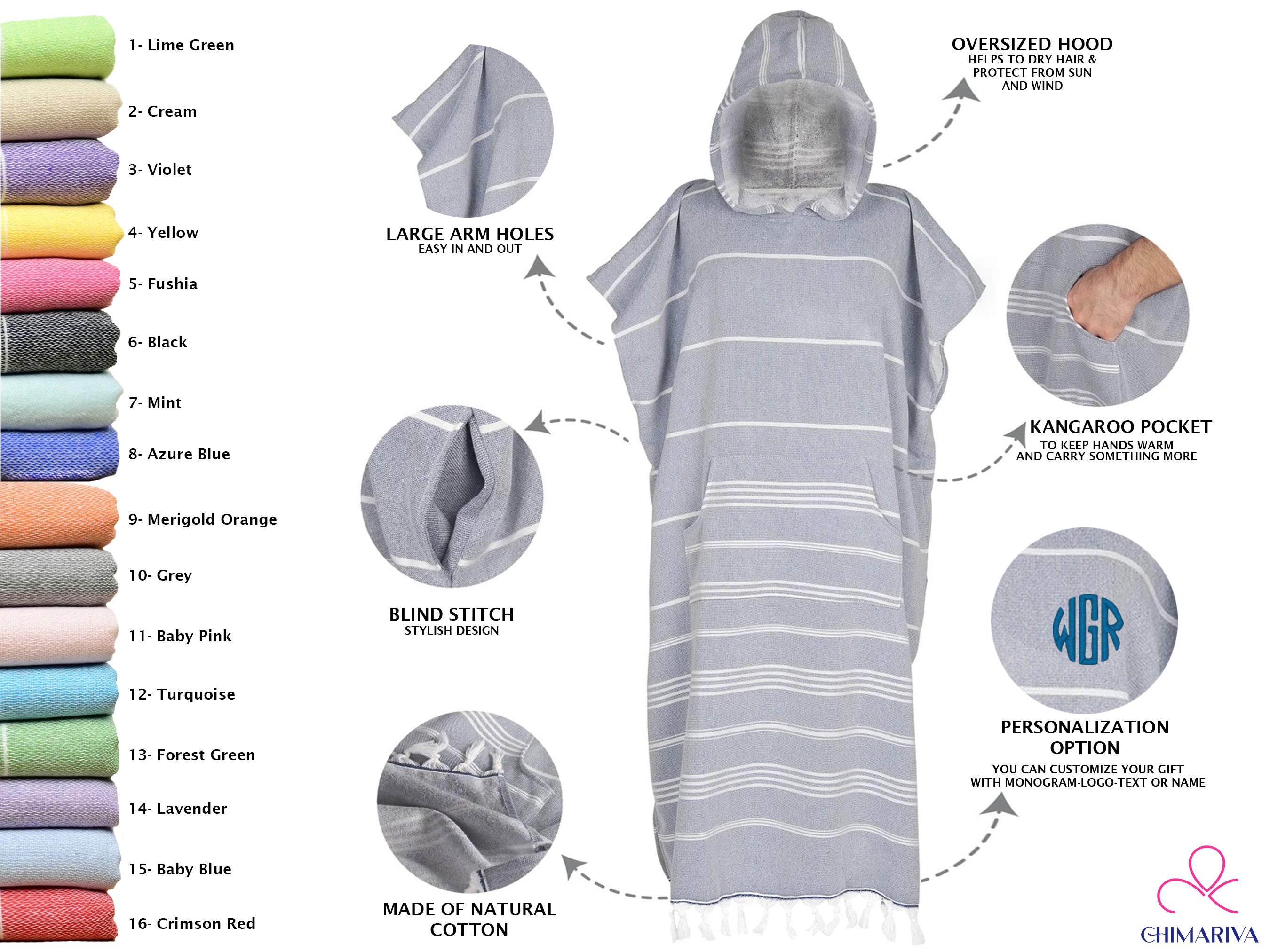 Custom Hooded Poncho for Adults, Unisex Beach Cover-up