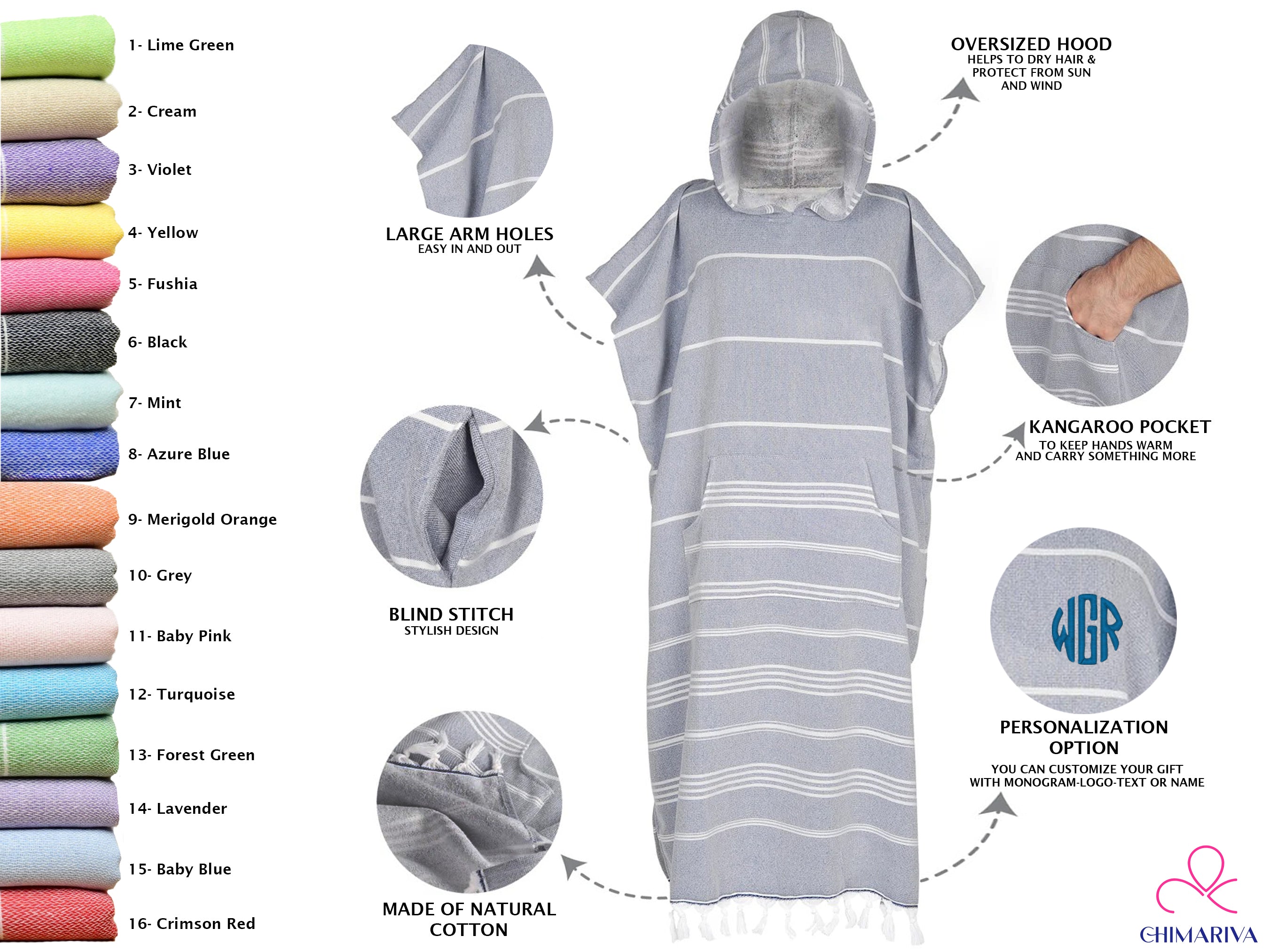 Custom Hooded Poncho for Kids, Beach Cover-up