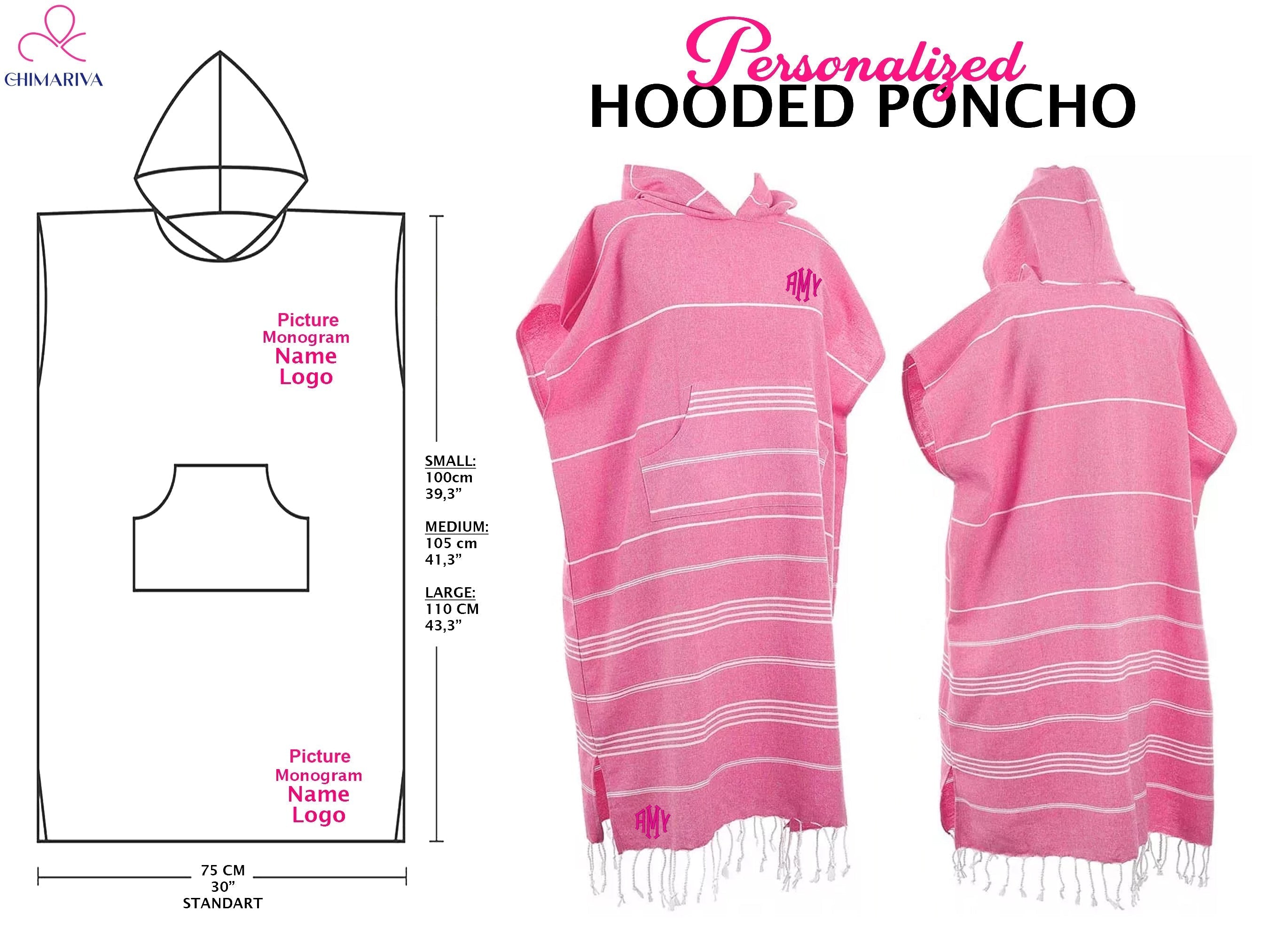 Embroidered Hooded Poncho for Adults, Unisex Beach Cover-up