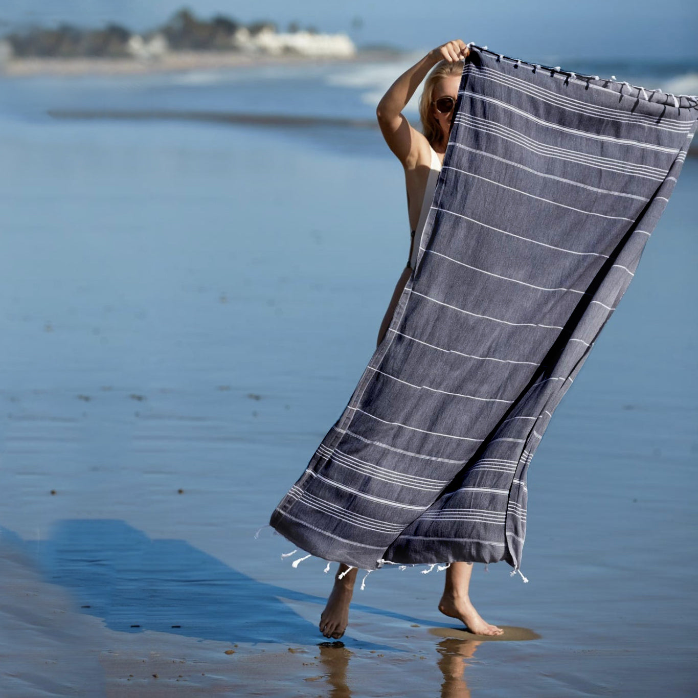 Black beach towels oversized sale