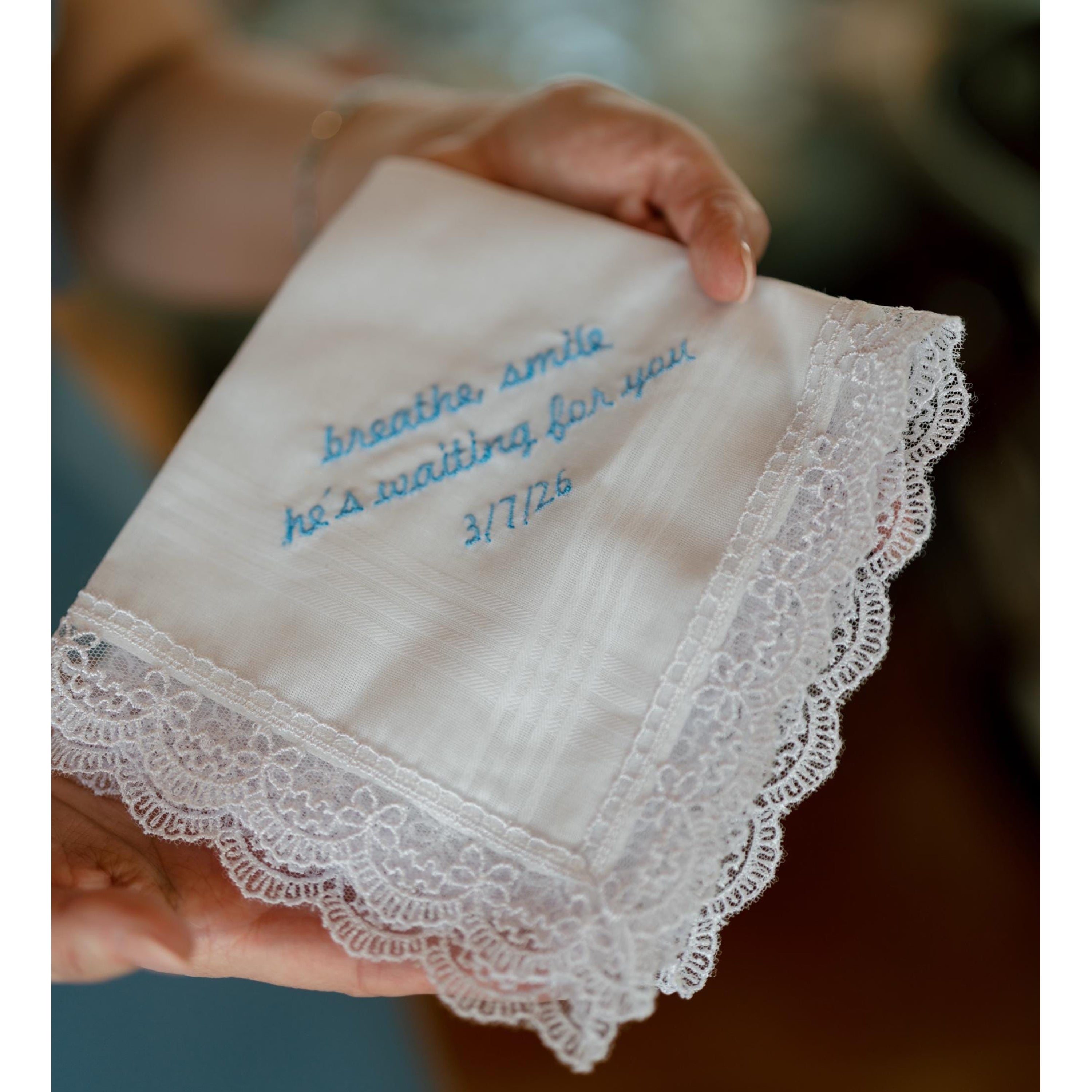 Personalized Wedding Handkerchief, Custom Embroidered or Printed Keepsake Gift for Bride, Mom, Dad & Happy Tears