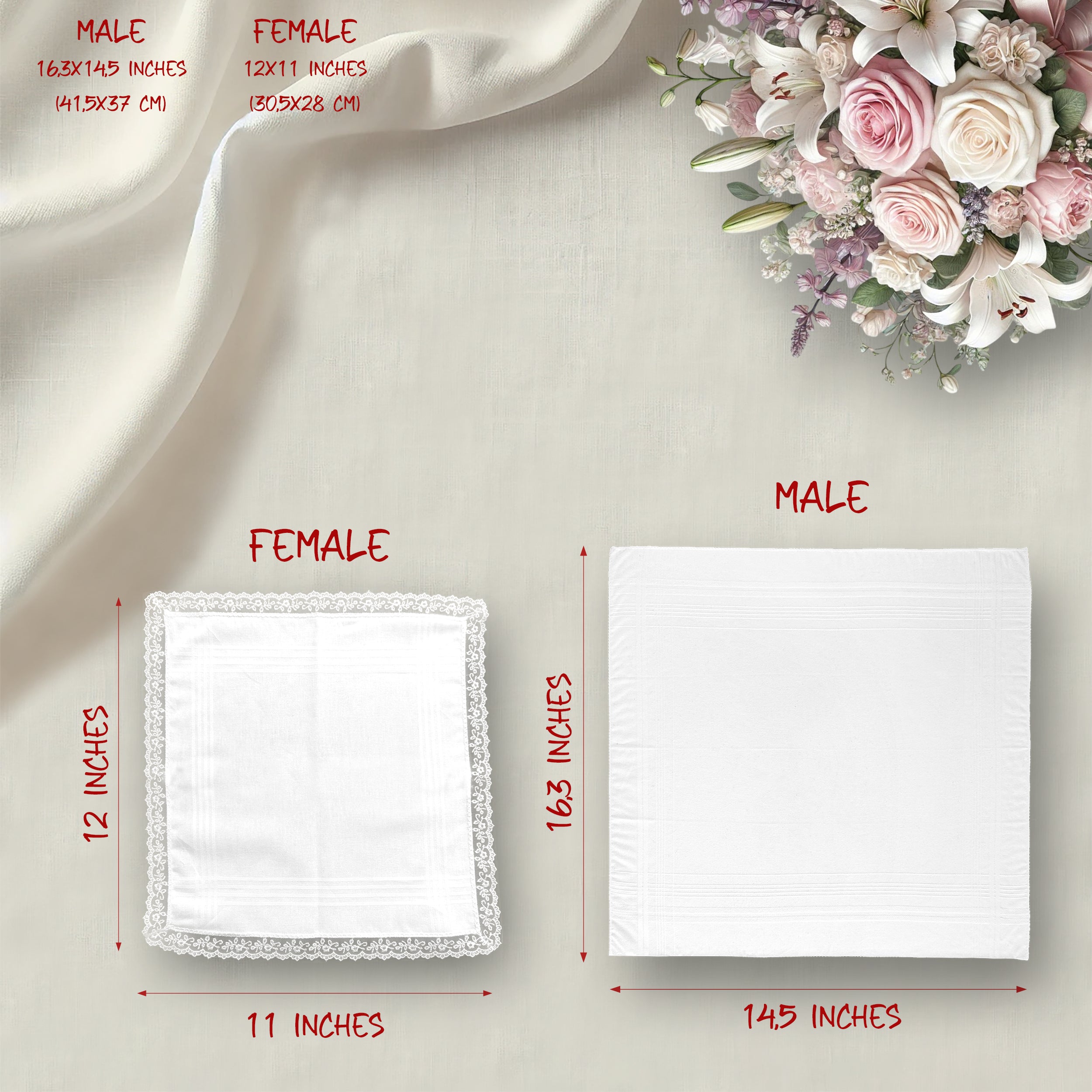 Personalized wedding handkerchief — custom embroidered keepsake by Chimariva