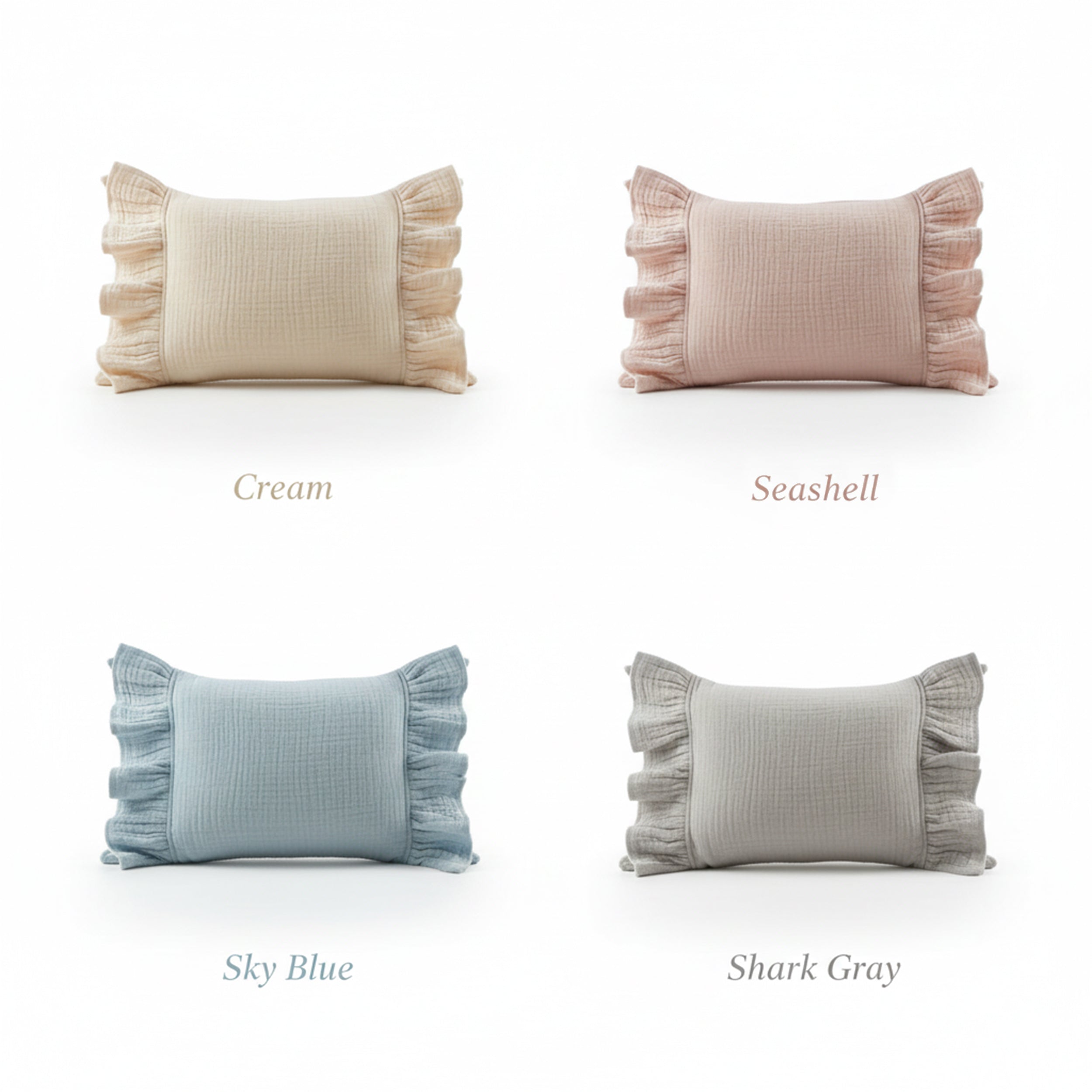 Personalized Baby Name Pillow with Ruffle, Custom Organic Muslin Embroidered Cushion, Nursery Decor Baby Girl or Boy Gift