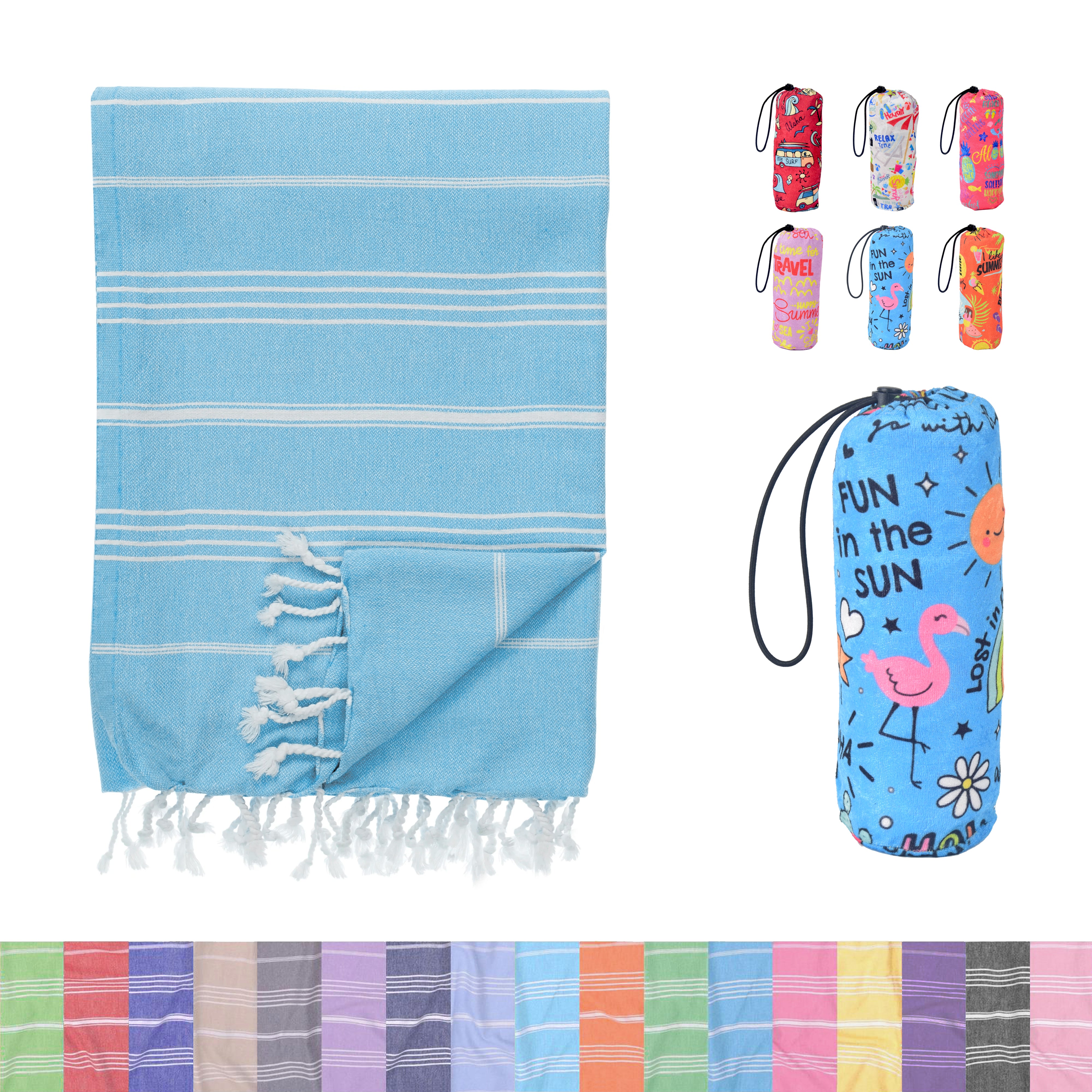 Turquoise Turkish Beach Towel, Oversized Quick Dry Bath Towels