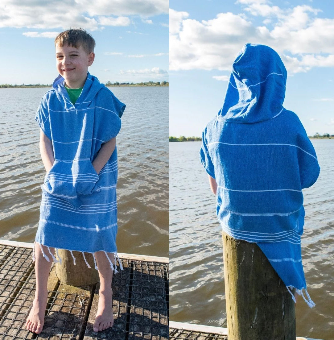 Embroidered Hooded Poncho for Kids, Beach Cover-up