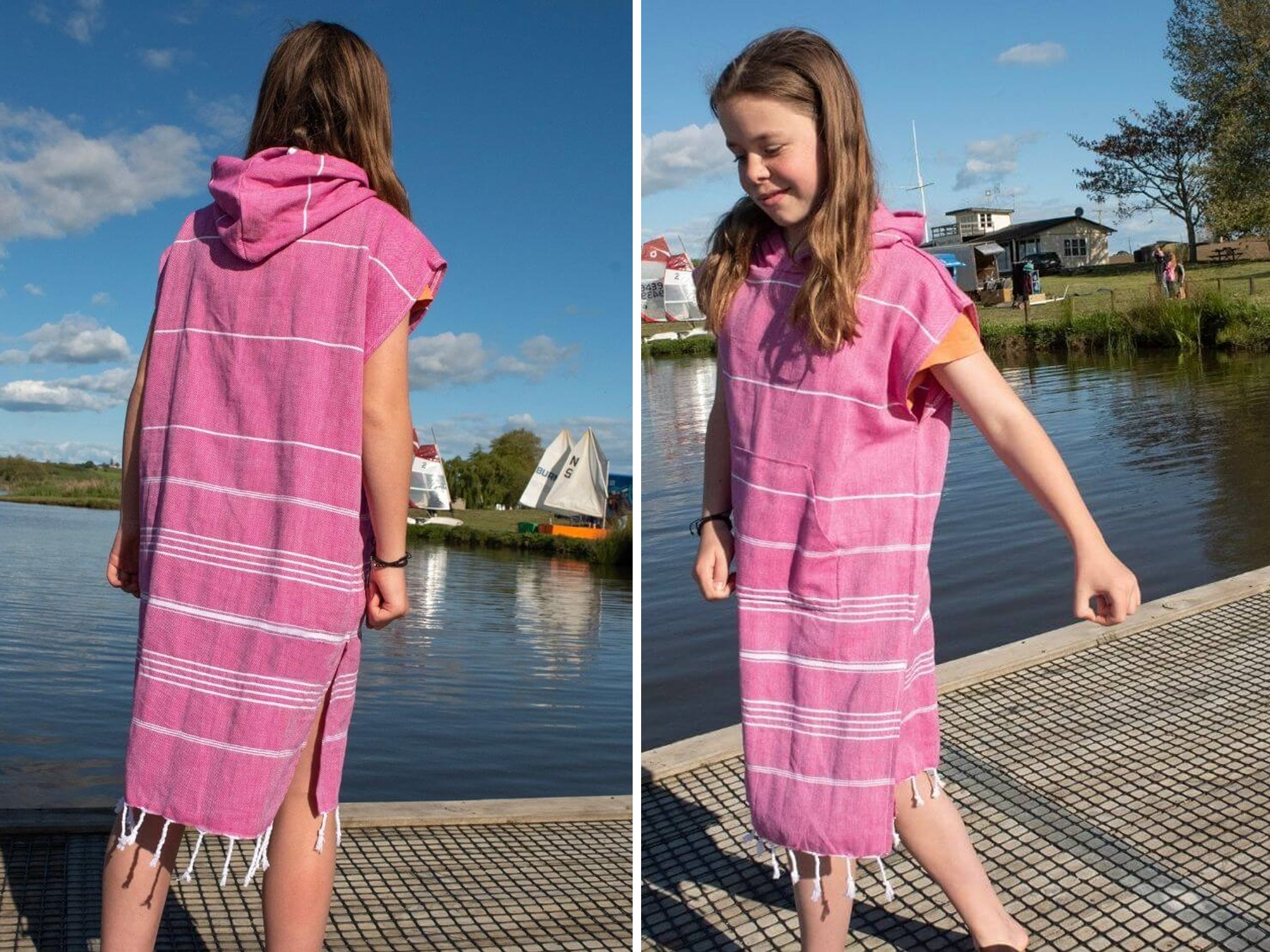 Printed or Embroidered Hooded Poncho for Kids, Beach Cover-up