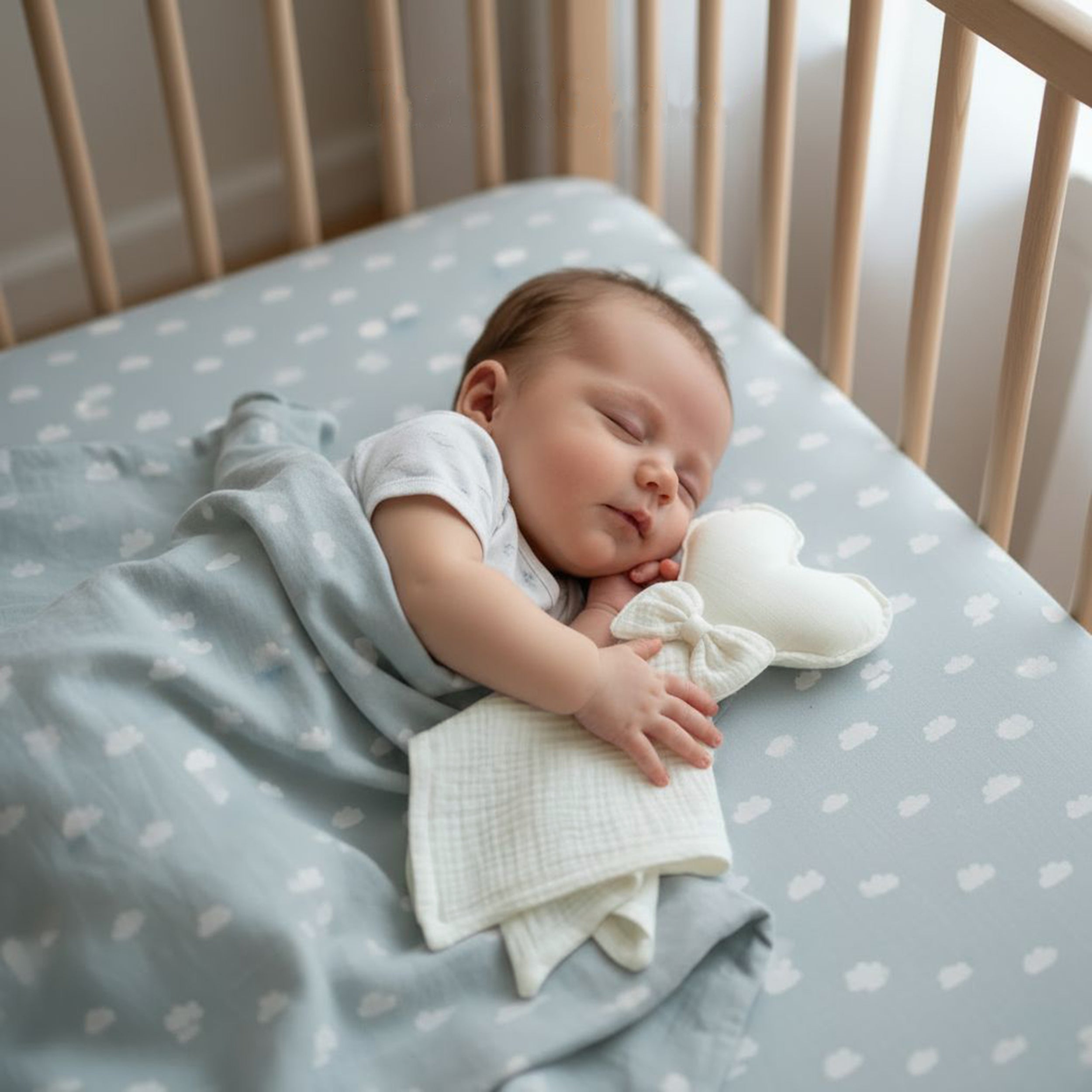 Handmade Personalized Muslin Sleeping Companion, Organic Cotton Baby Lovey with Name,  Custom Baby Snuggle Toy Gift