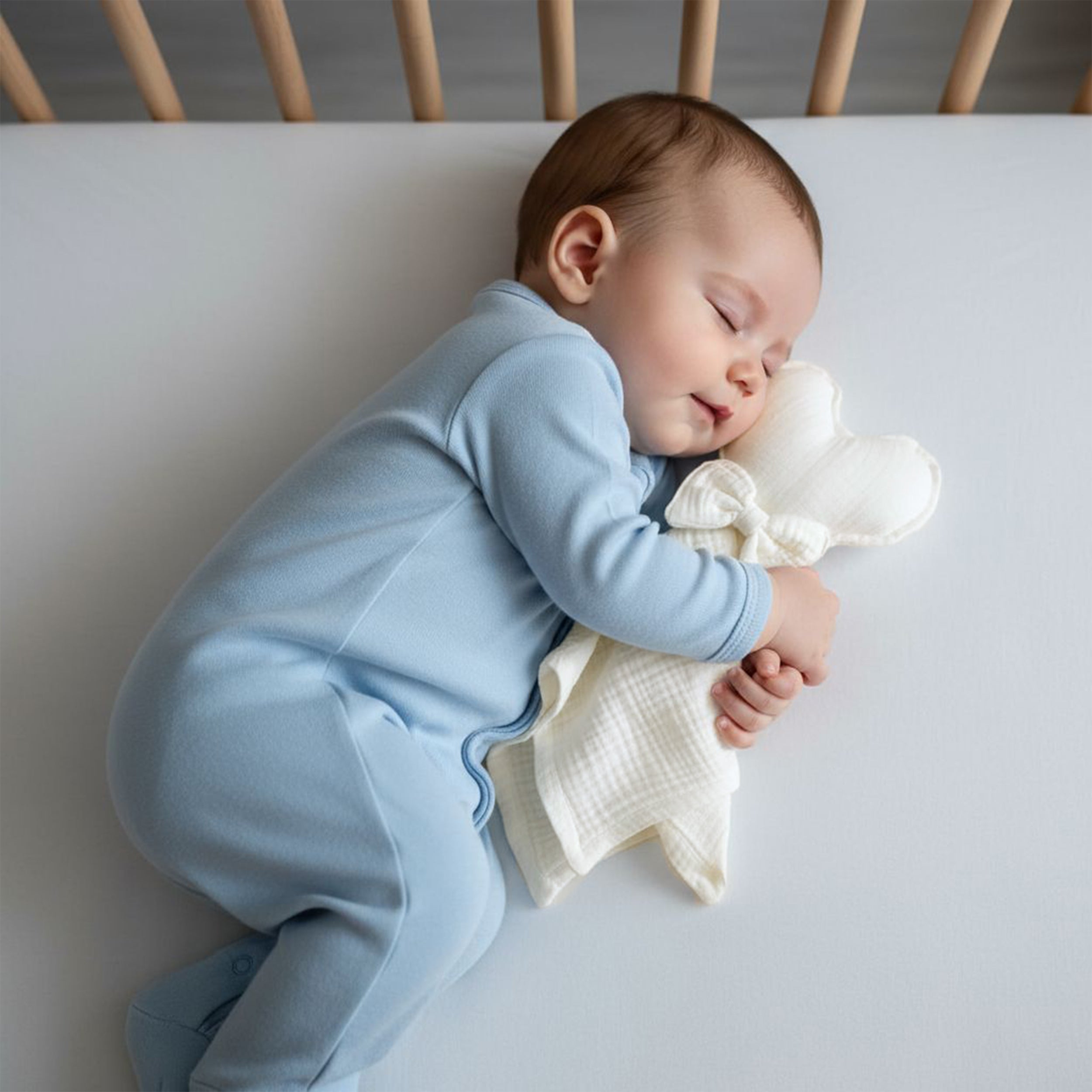 Handmade Personalized Muslin Sleeping Companion, Organic Cotton Baby Lovey with Name,  Custom Baby Snuggle Toy Gift